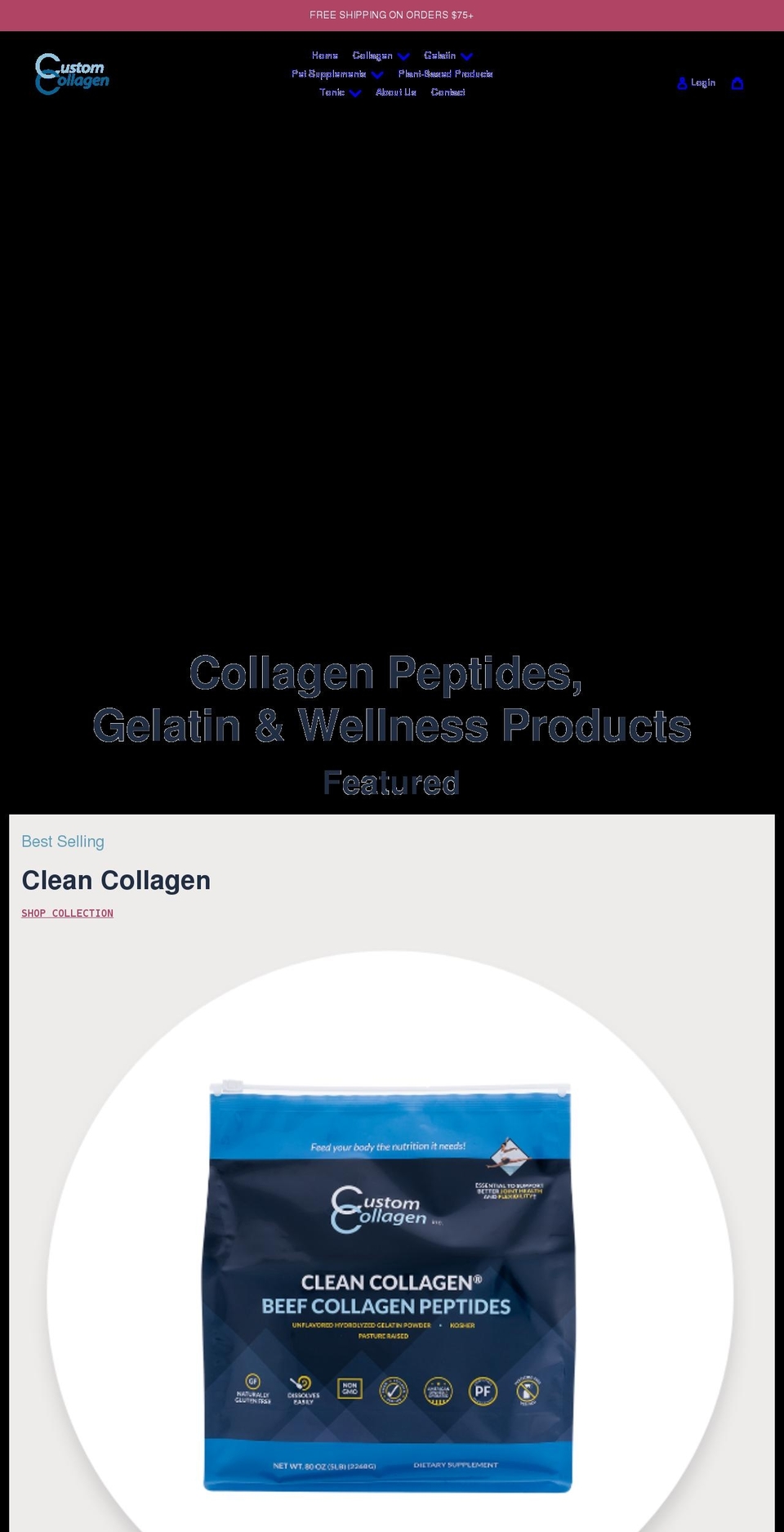 customcollagenshop.com shopify website screenshot