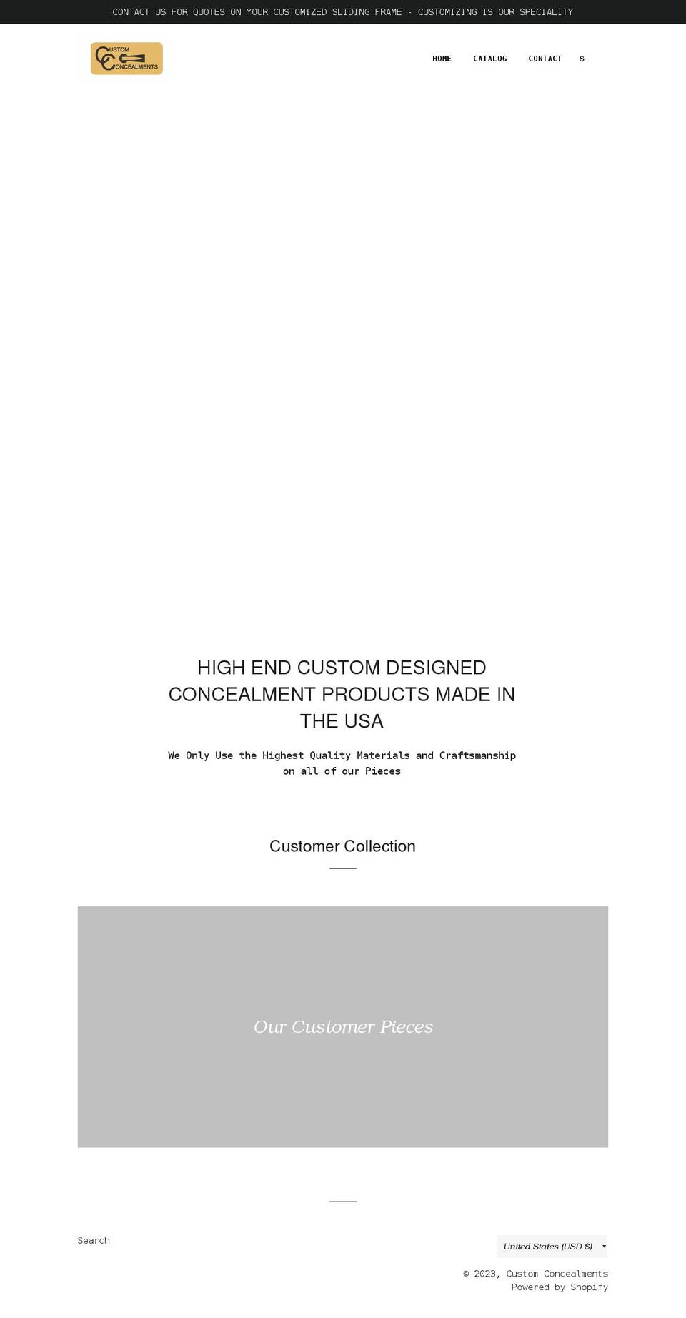customconcealments.com shopify website screenshot