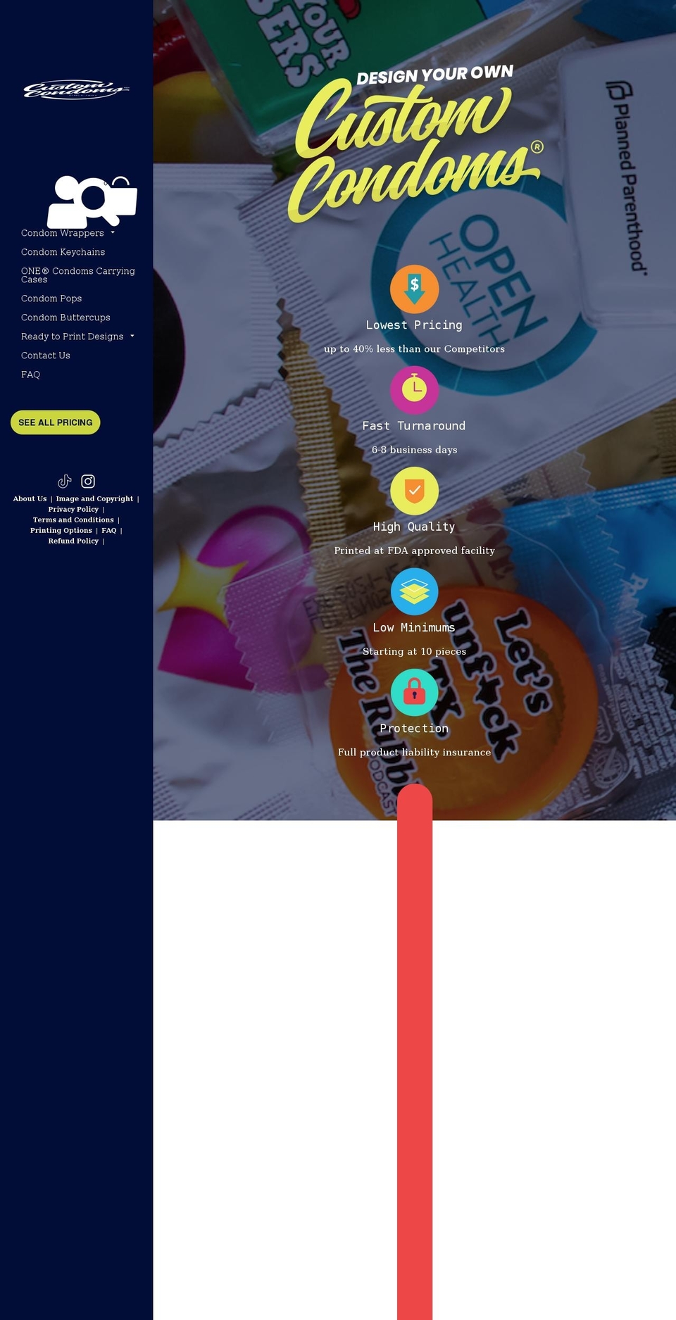 customcondoms.com shopify website screenshot