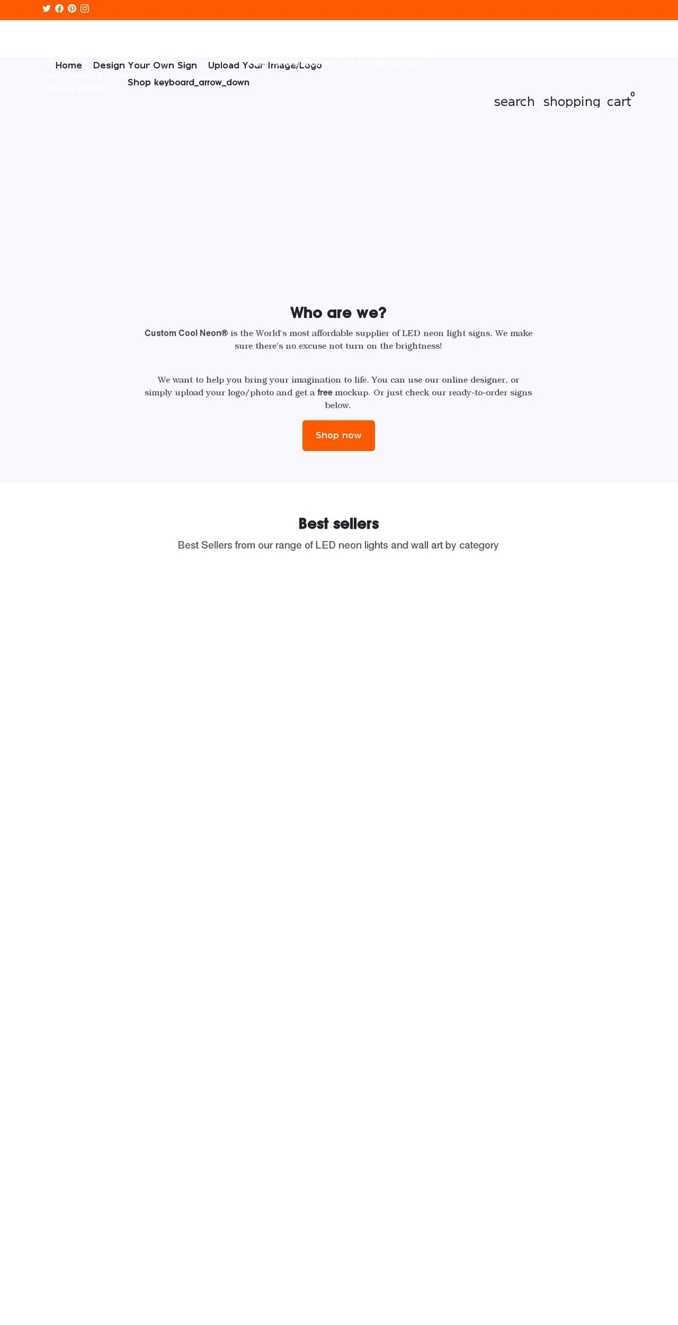 customcoolneon.com shopify website screenshot