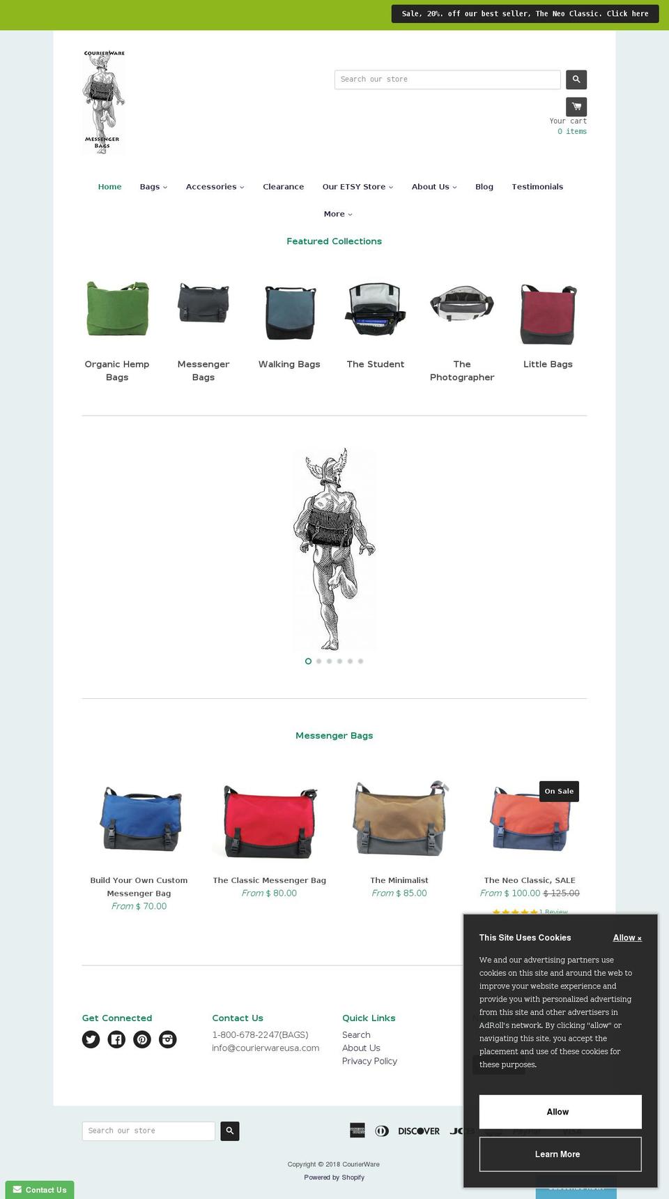 customcourierbags.com — Shopify storefront screenshot