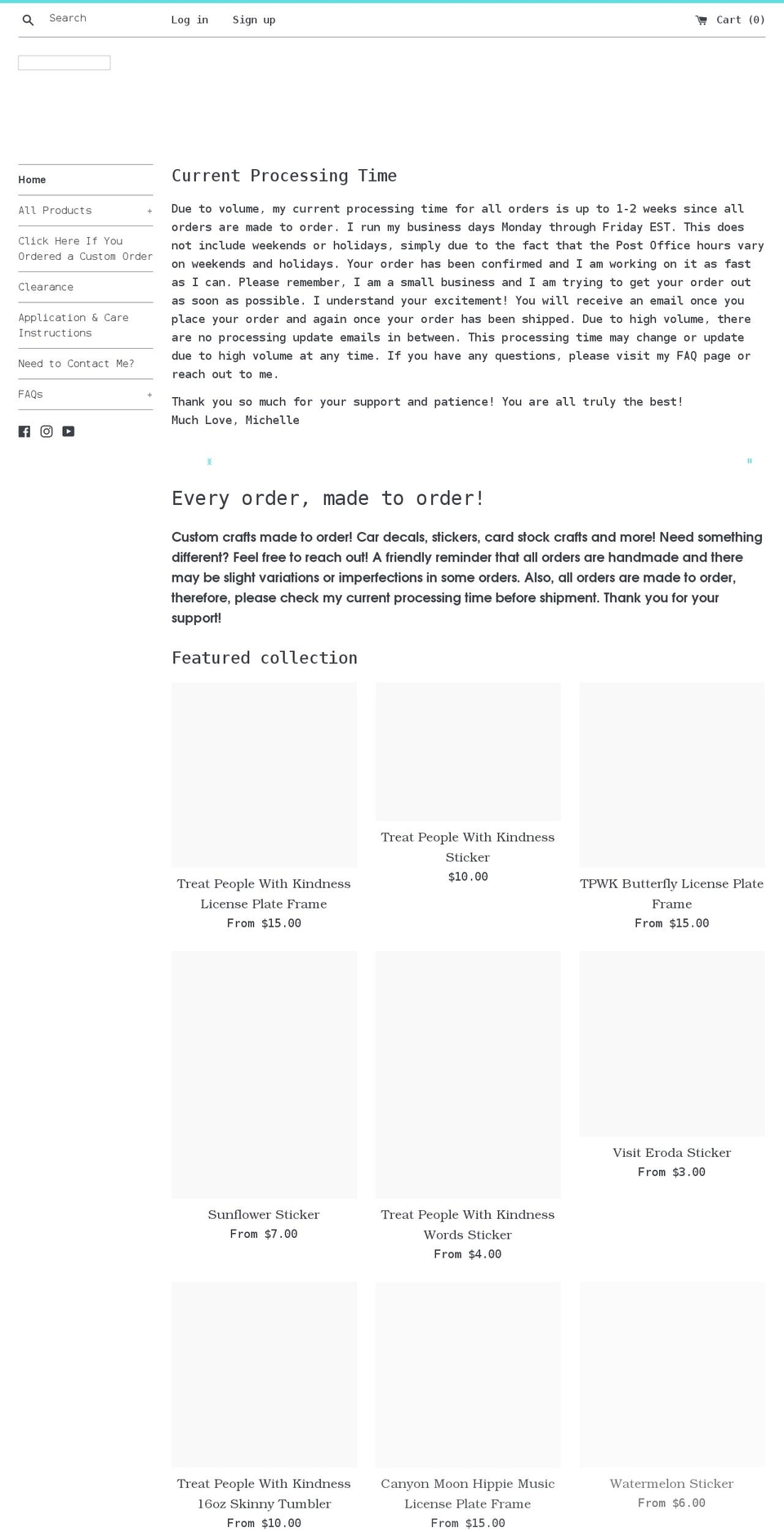 customcraftsbymichelle.com shopify website screenshot