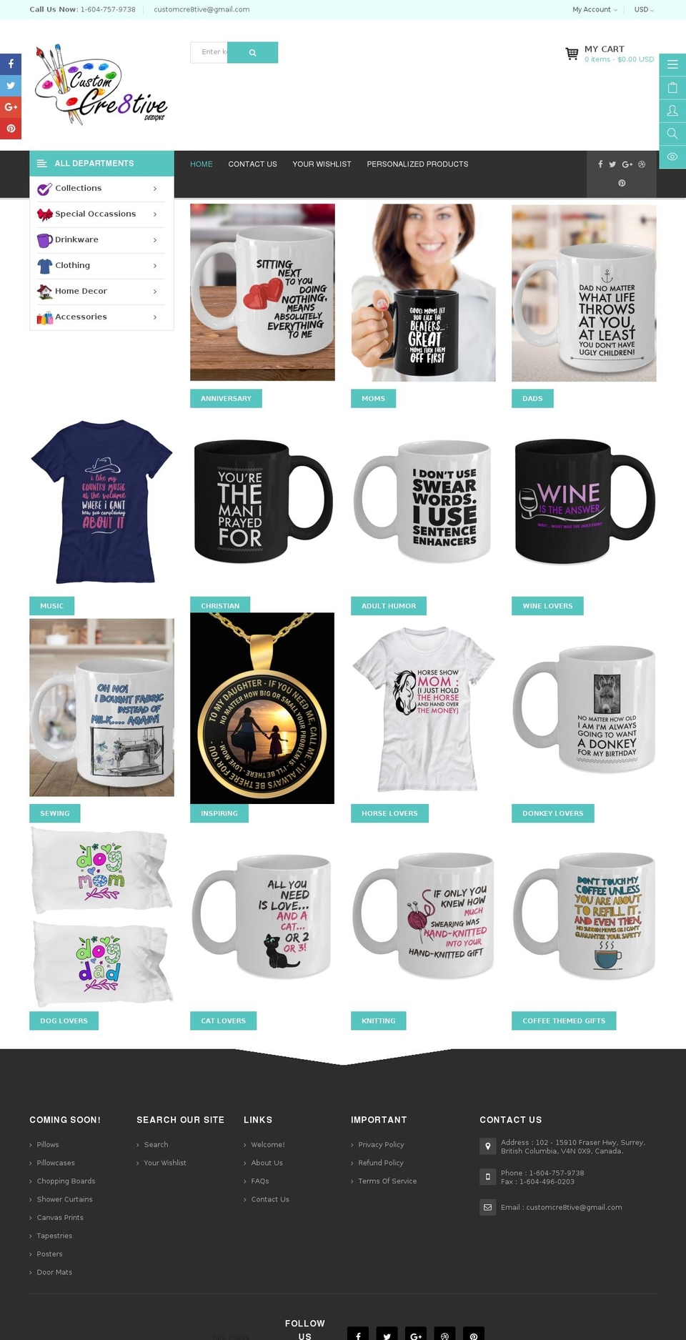 customcre8tive.com — Shopify storefront screenshot