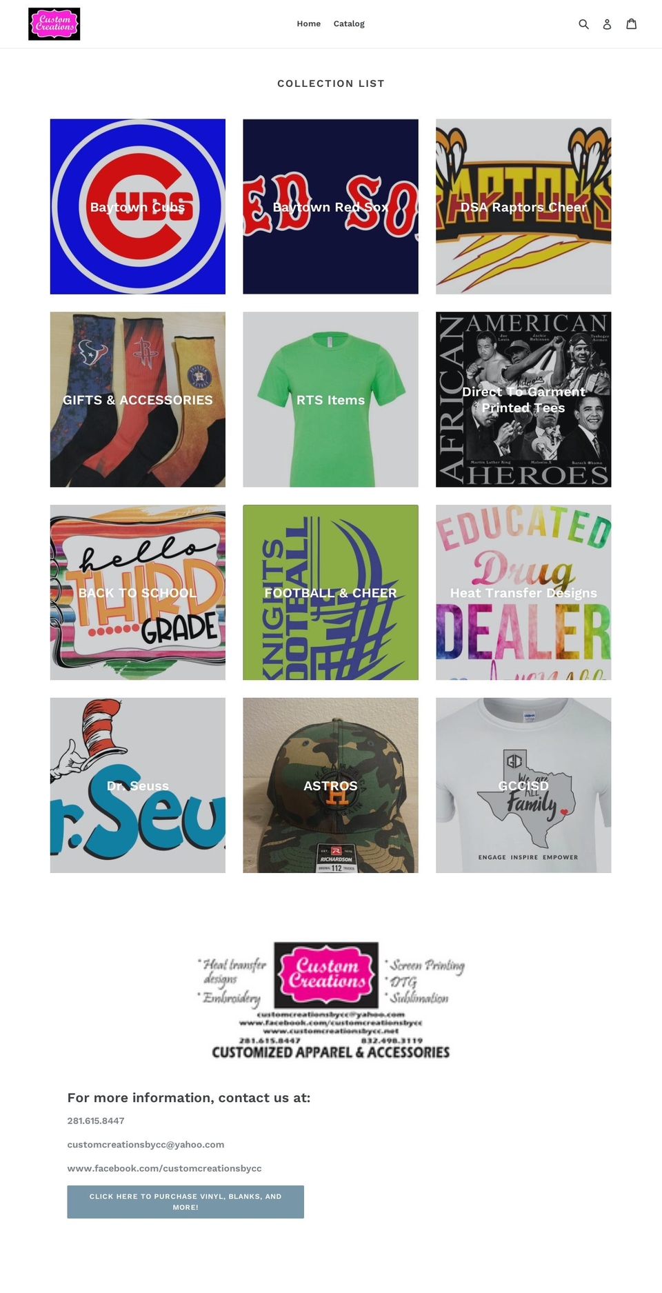 customcreationsbycc.net shopify website screenshot