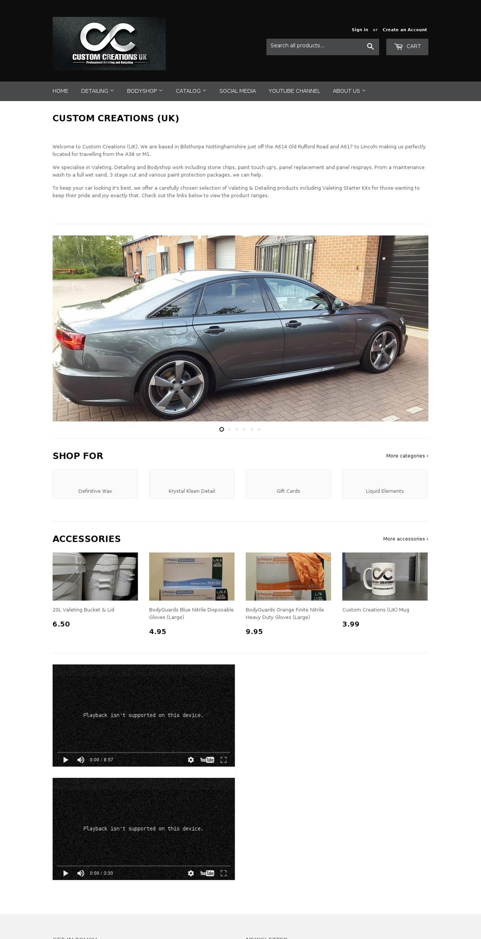 customcreationsuk.com shopify website screenshot