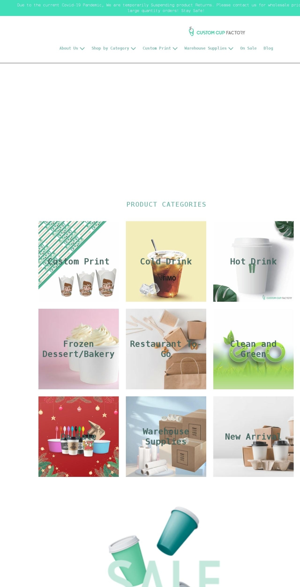 customcupfactory.com shopify website screenshot