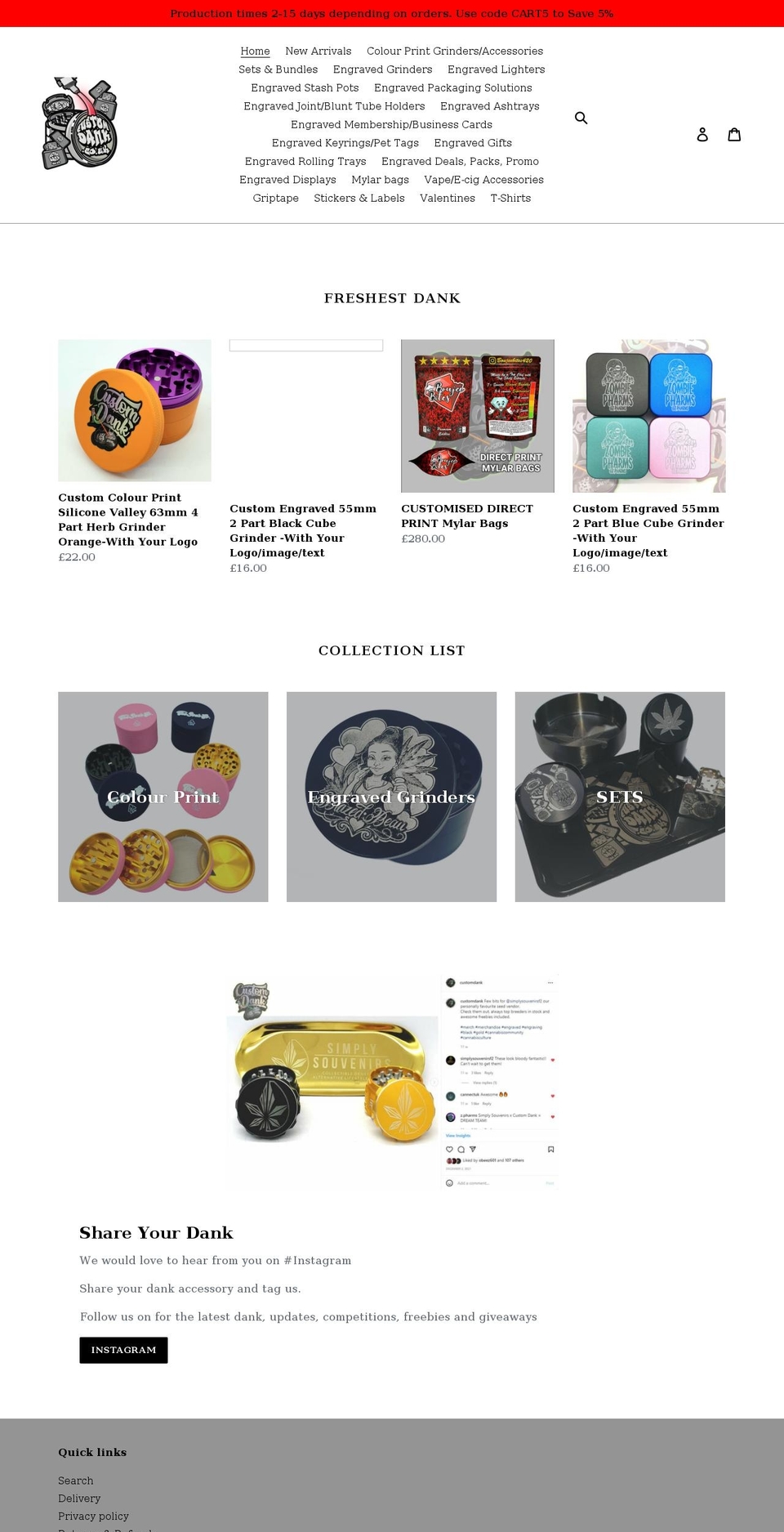 customdank.co.uk shopify website screenshot