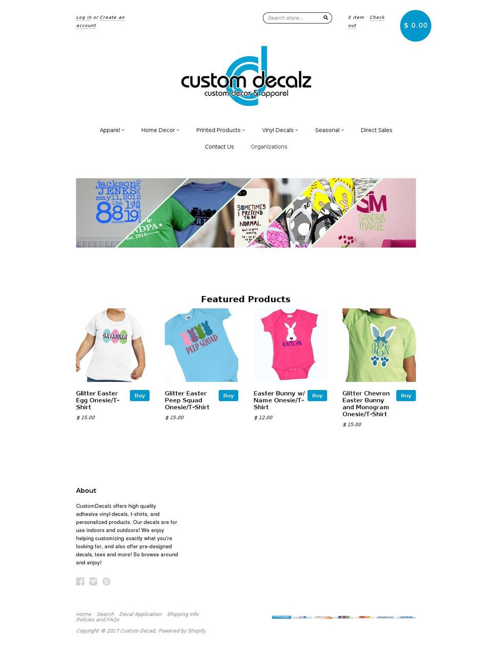 customdecalz.com shopify website screenshot