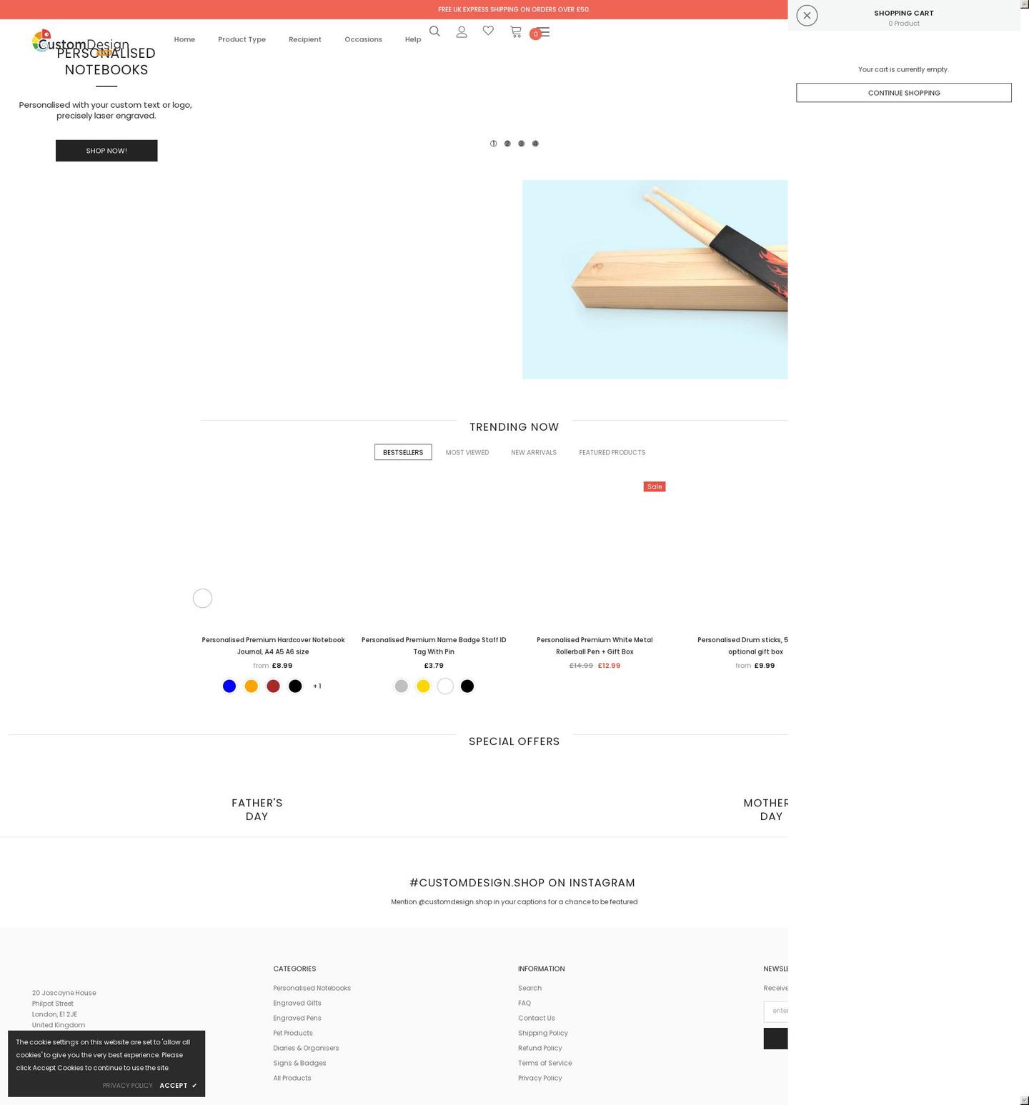 LiveShop Shopify theme site example customdesign.shop
