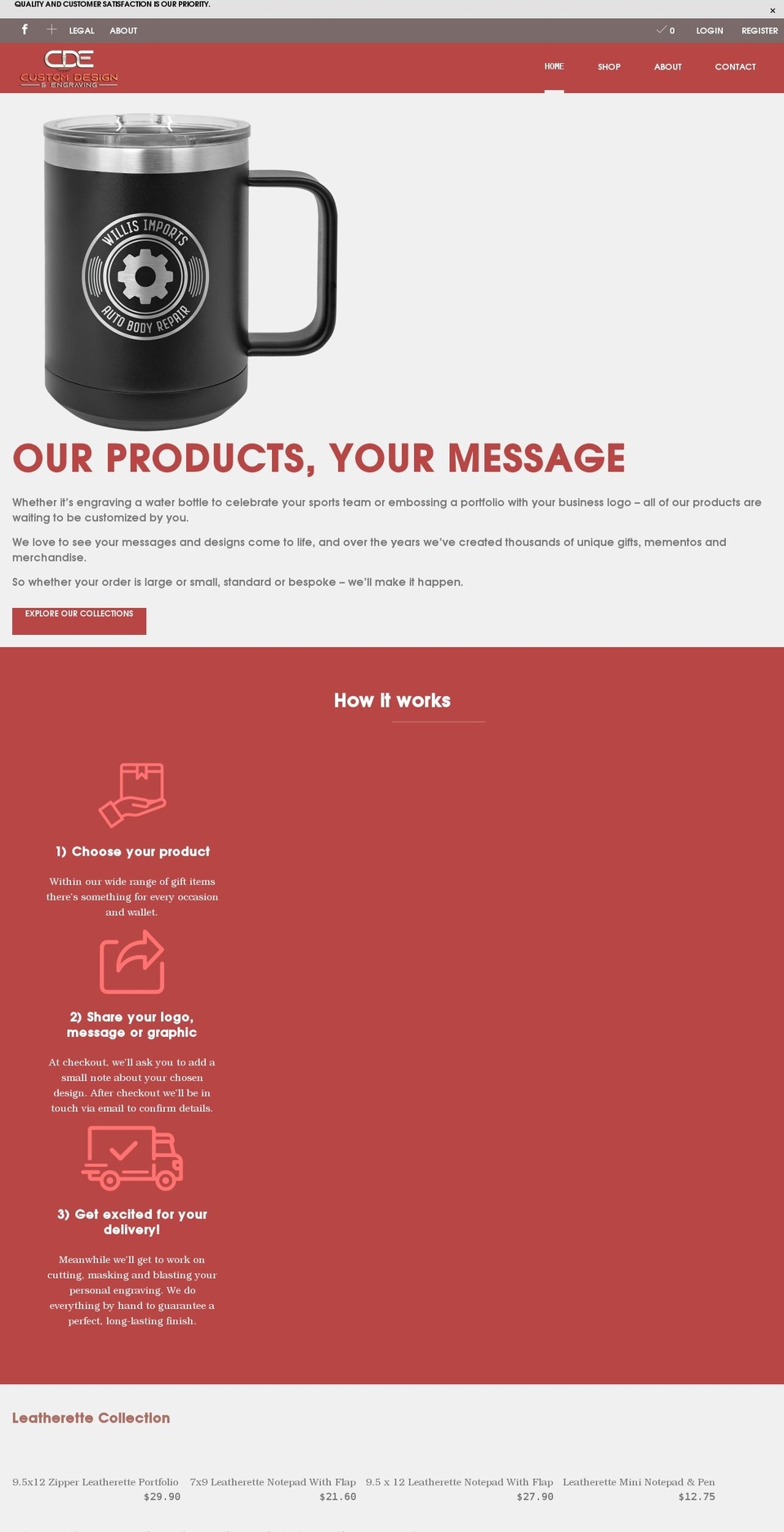 customdesignandengraving.com shopify website screenshot