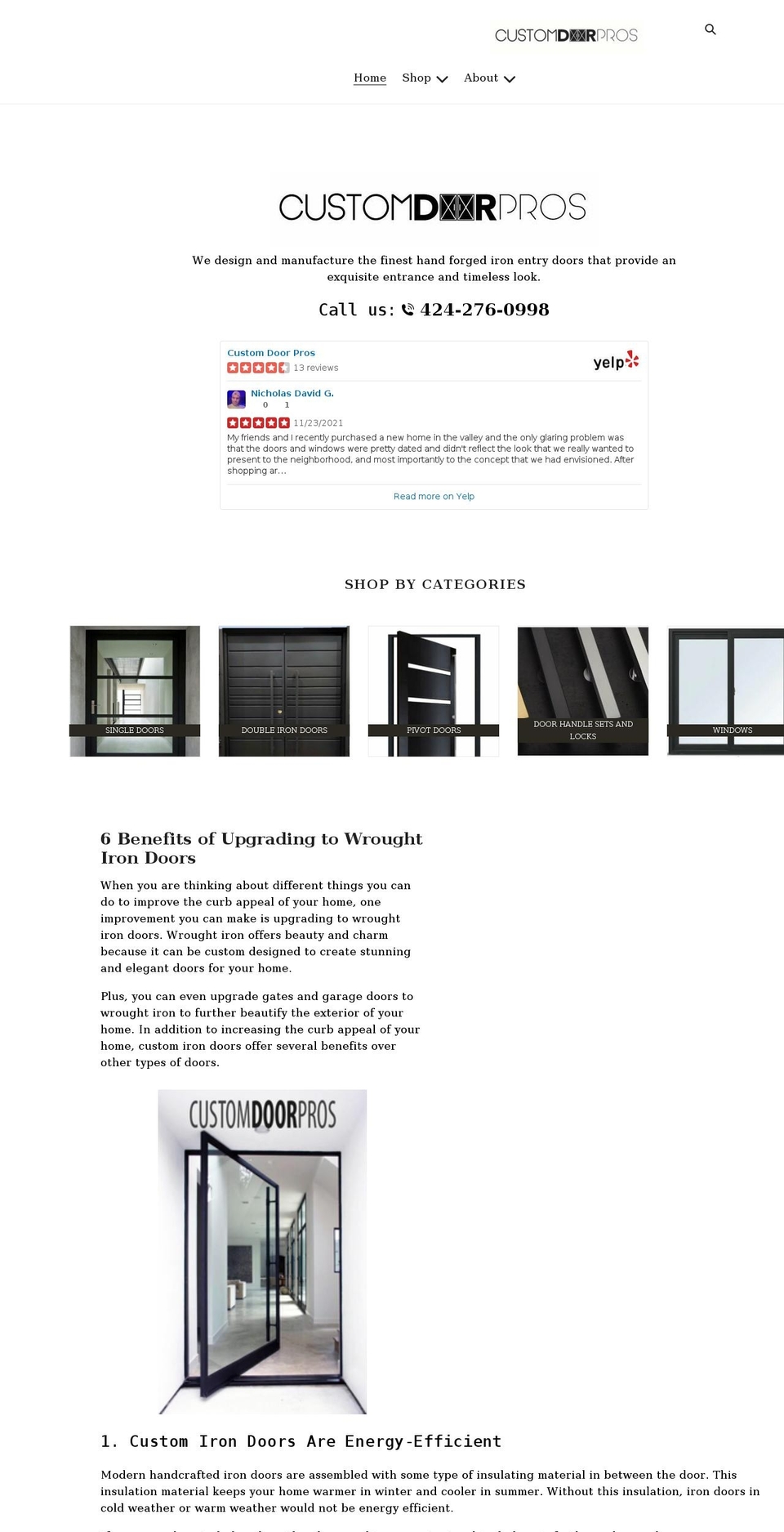 customdoorpros.com shopify website screenshot