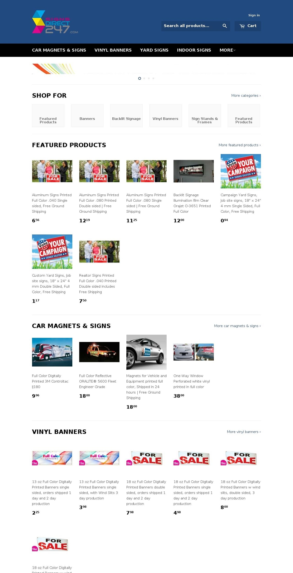 customelectionsigns.com shopify website screenshot