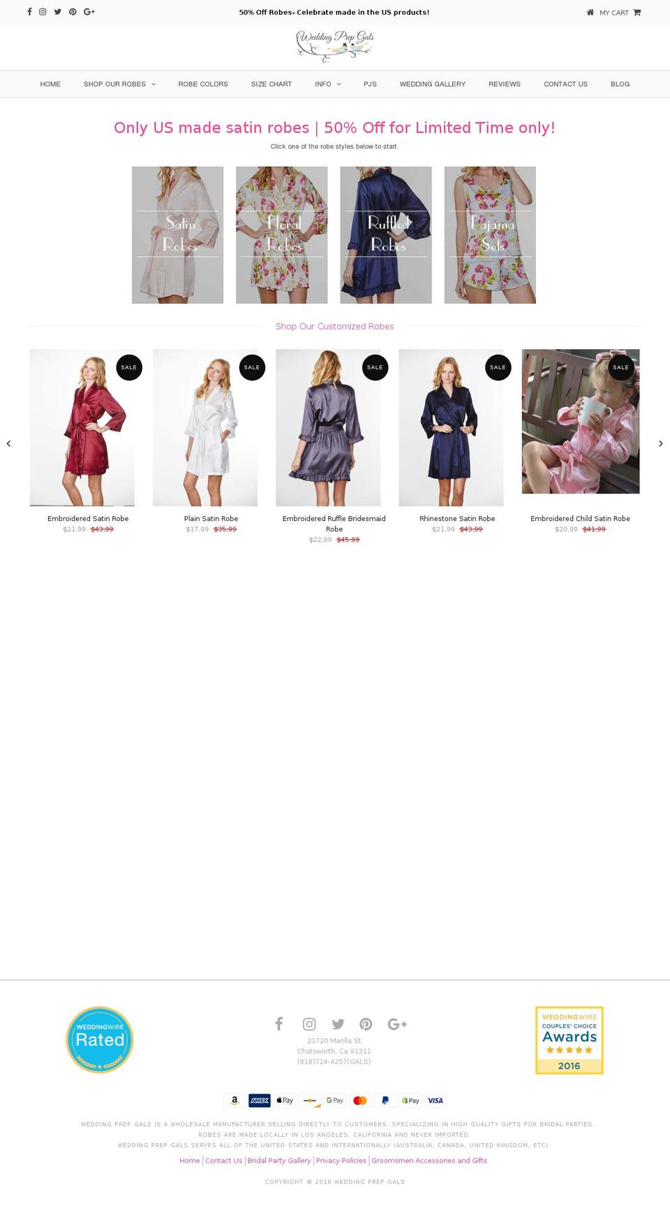 customembroideredrobes.com — Shopify storefront screenshot