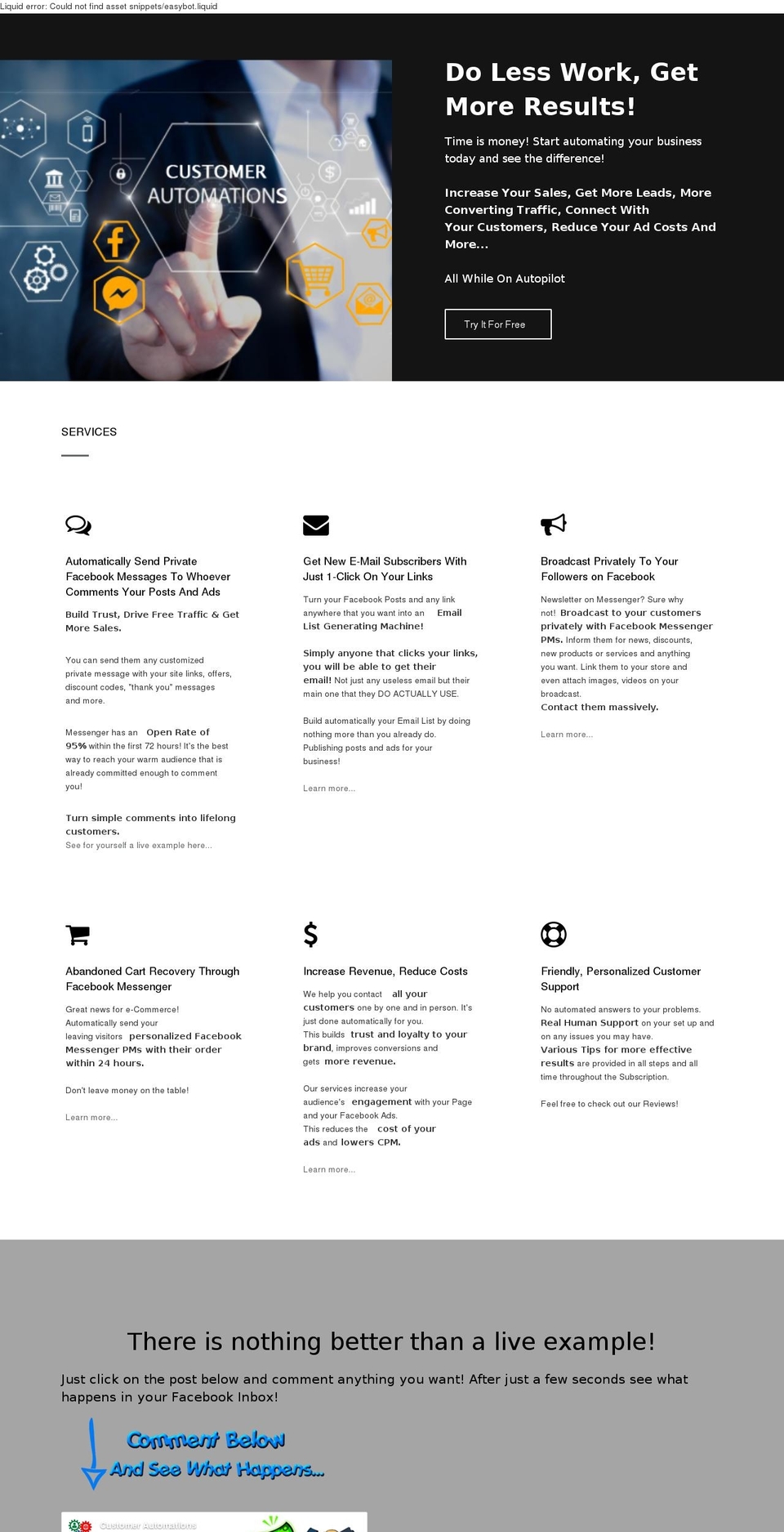 customerautomations.com — Shopify storefront screenshot