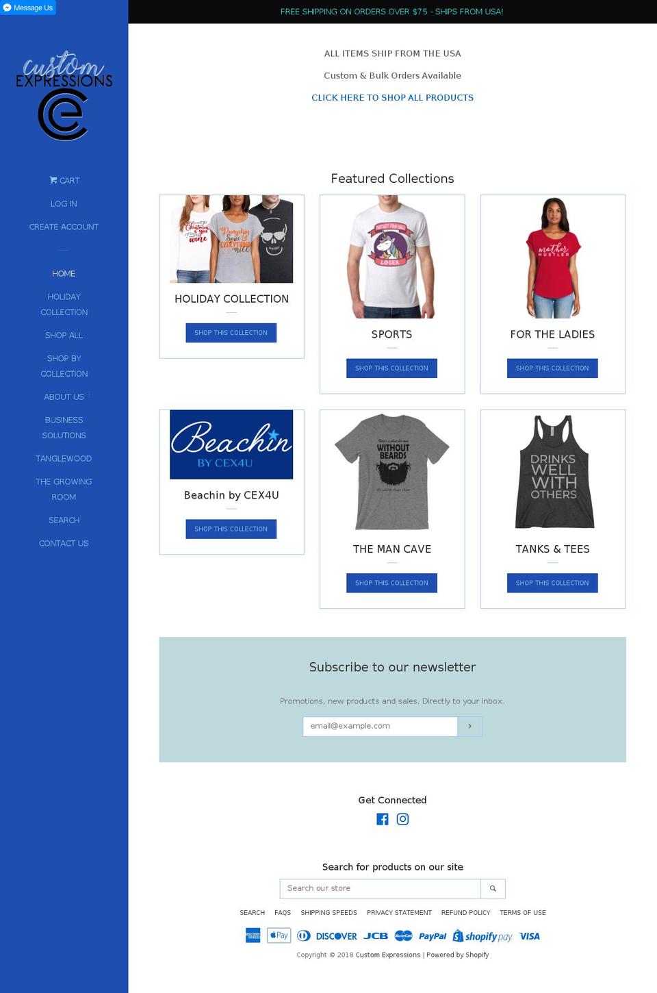customexpressions4u.com shopify website screenshot