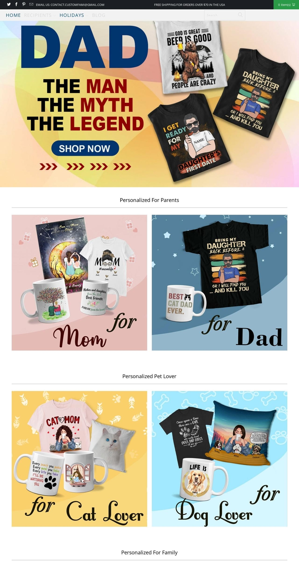 customfami.com shopify website screenshot