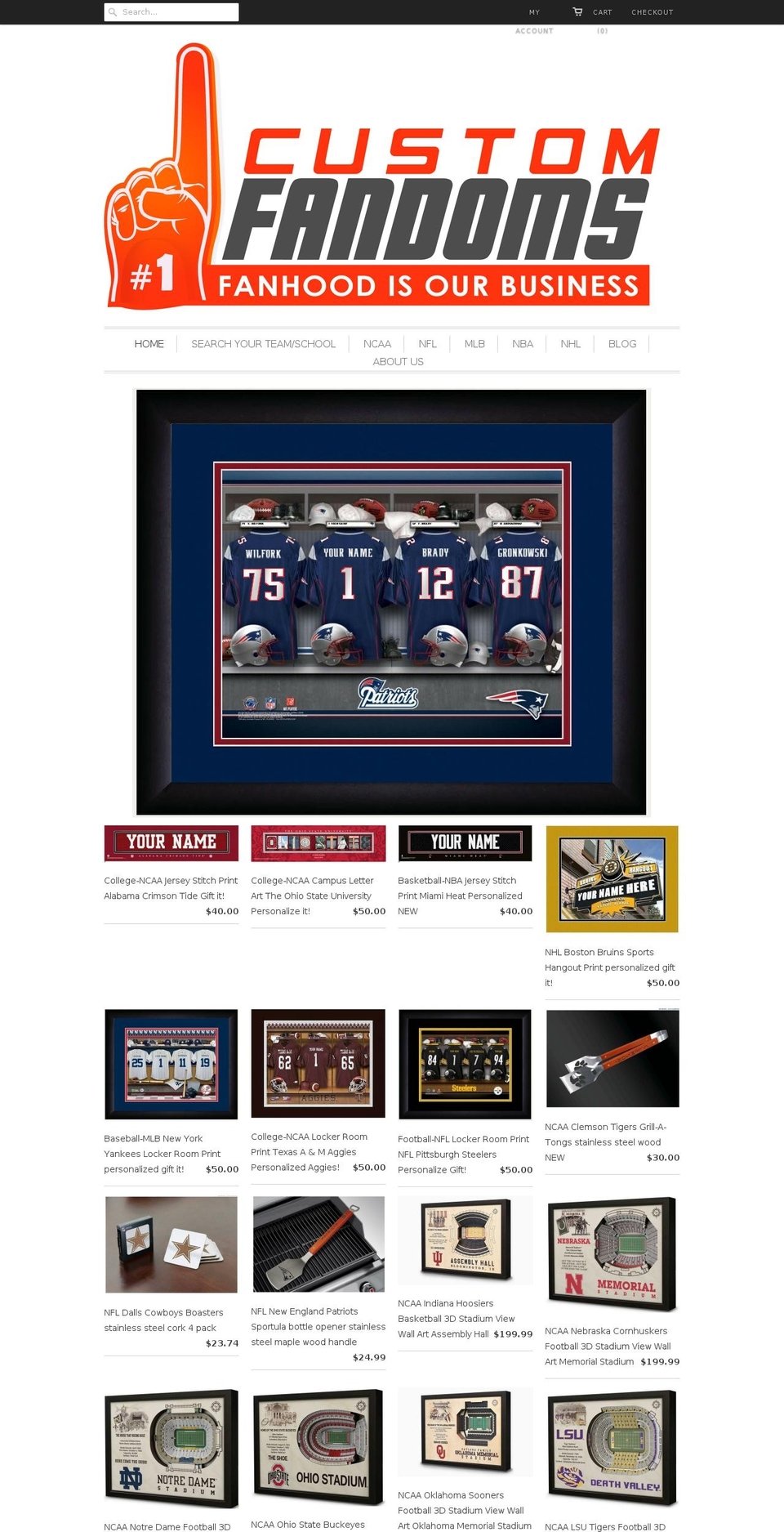 customfandoms.com shopify website screenshot