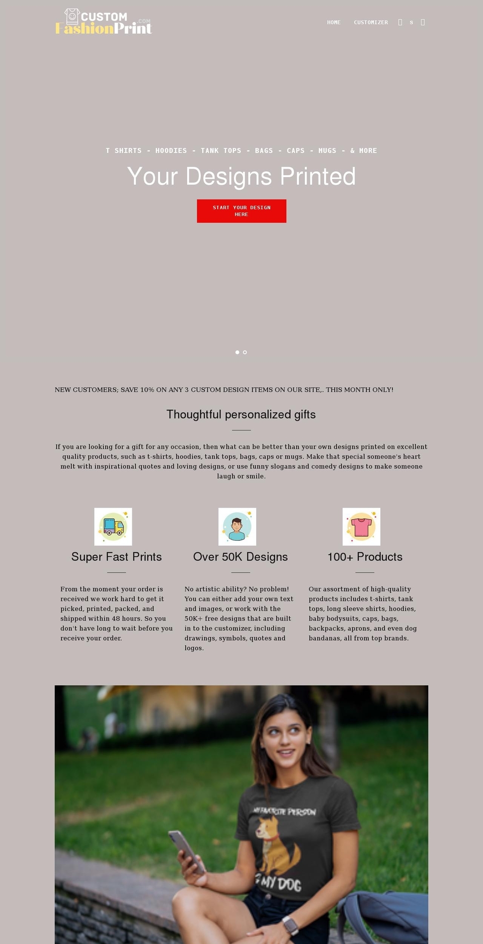 customfashionprint.com shopify website screenshot