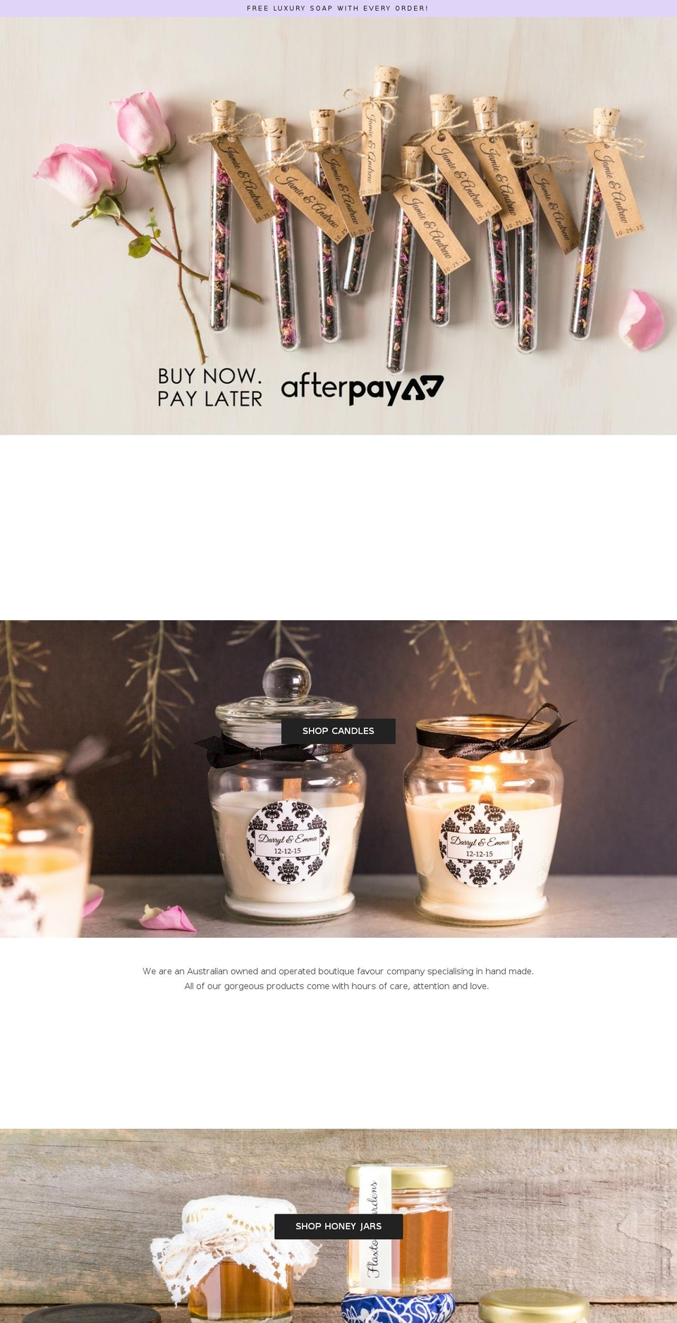 customfavours.com.au shopify website screenshot