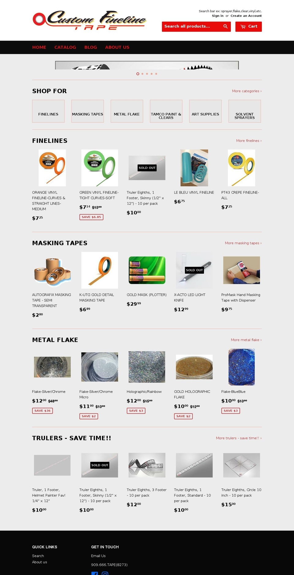 customfinelinetape.com — Shopify storefront screenshot