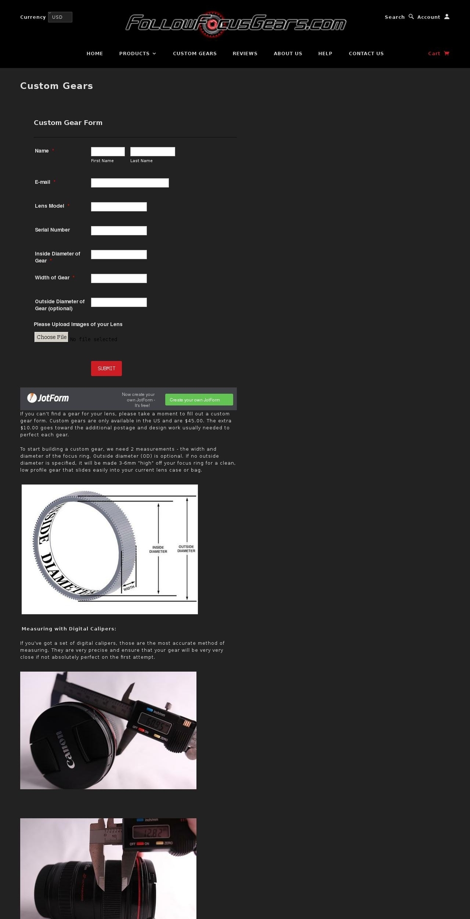 customfocusgears.com — Shopify storefront screenshot