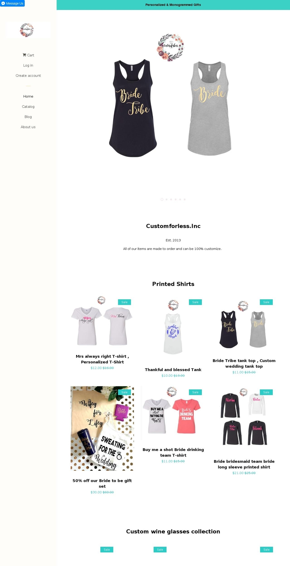 customforlessboutique.com — Shopify storefront screenshot