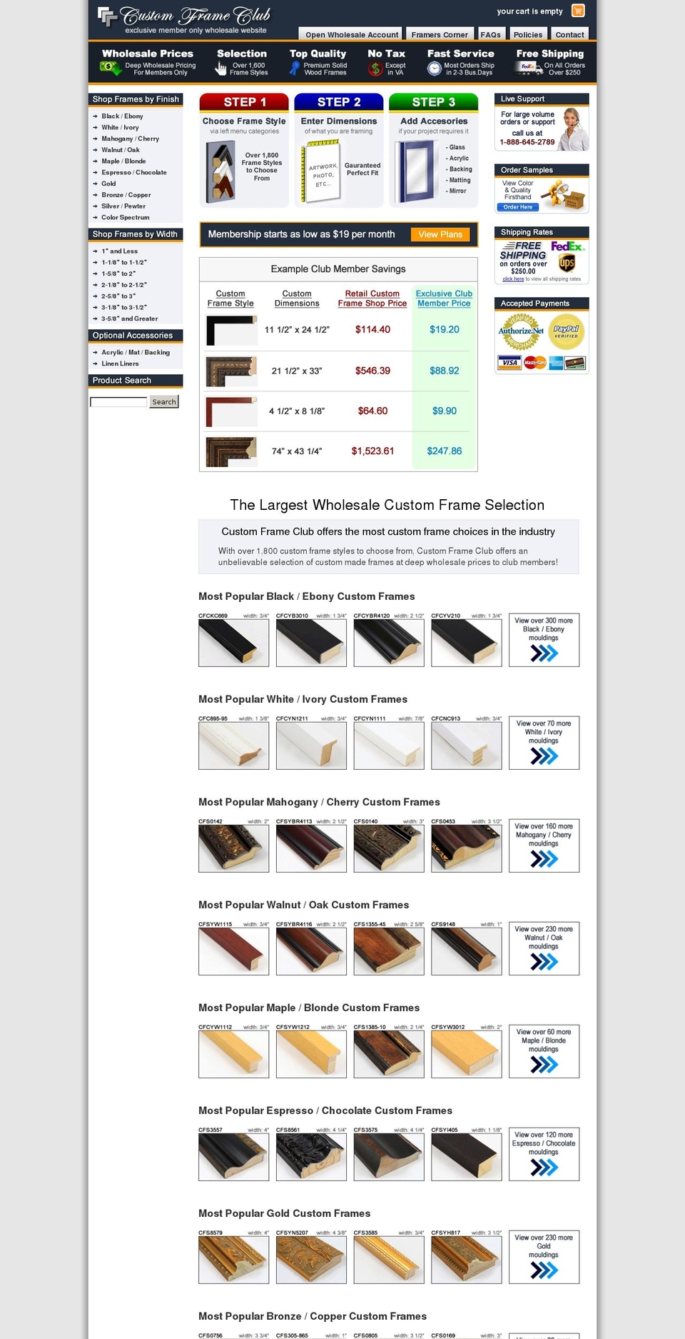 customframeclub.com shopify website screenshot
