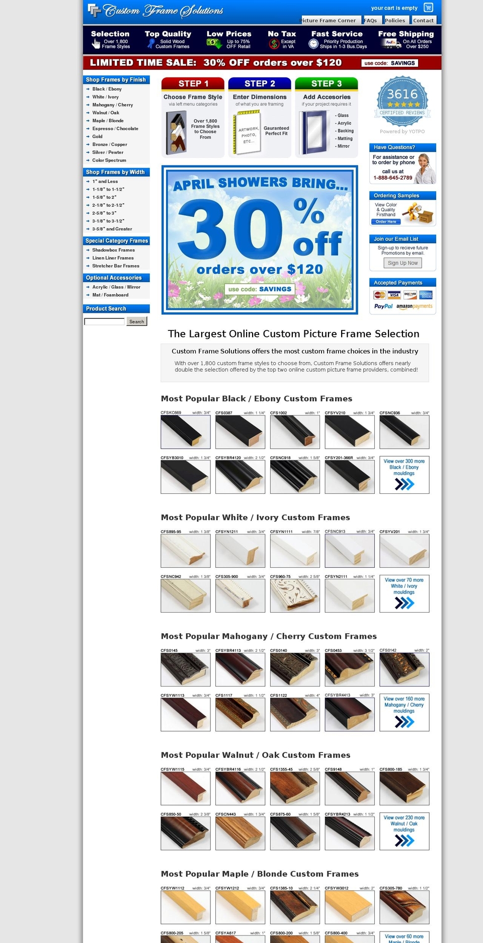 customframesolutions.com shopify website screenshot