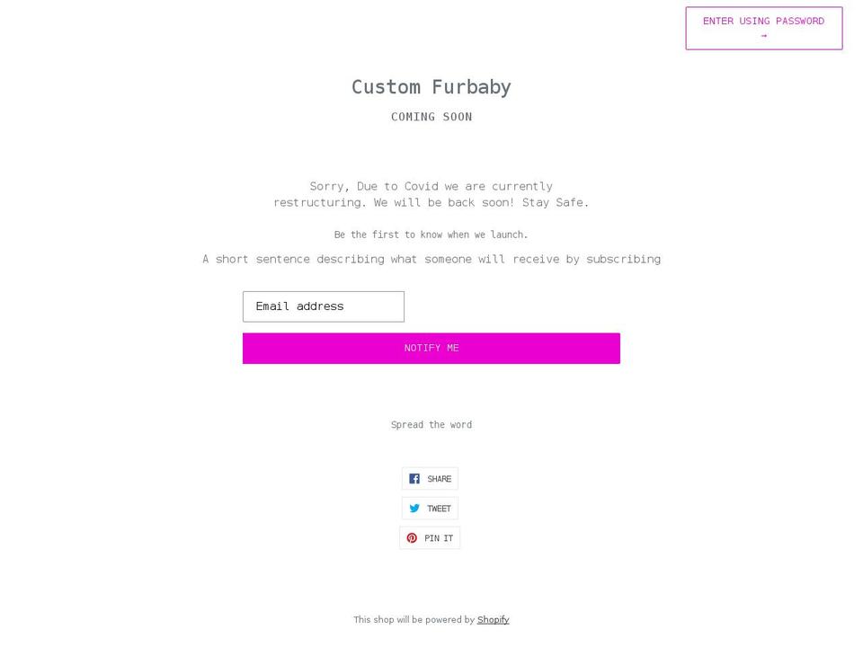 customfurbaby.com shopify website screenshot