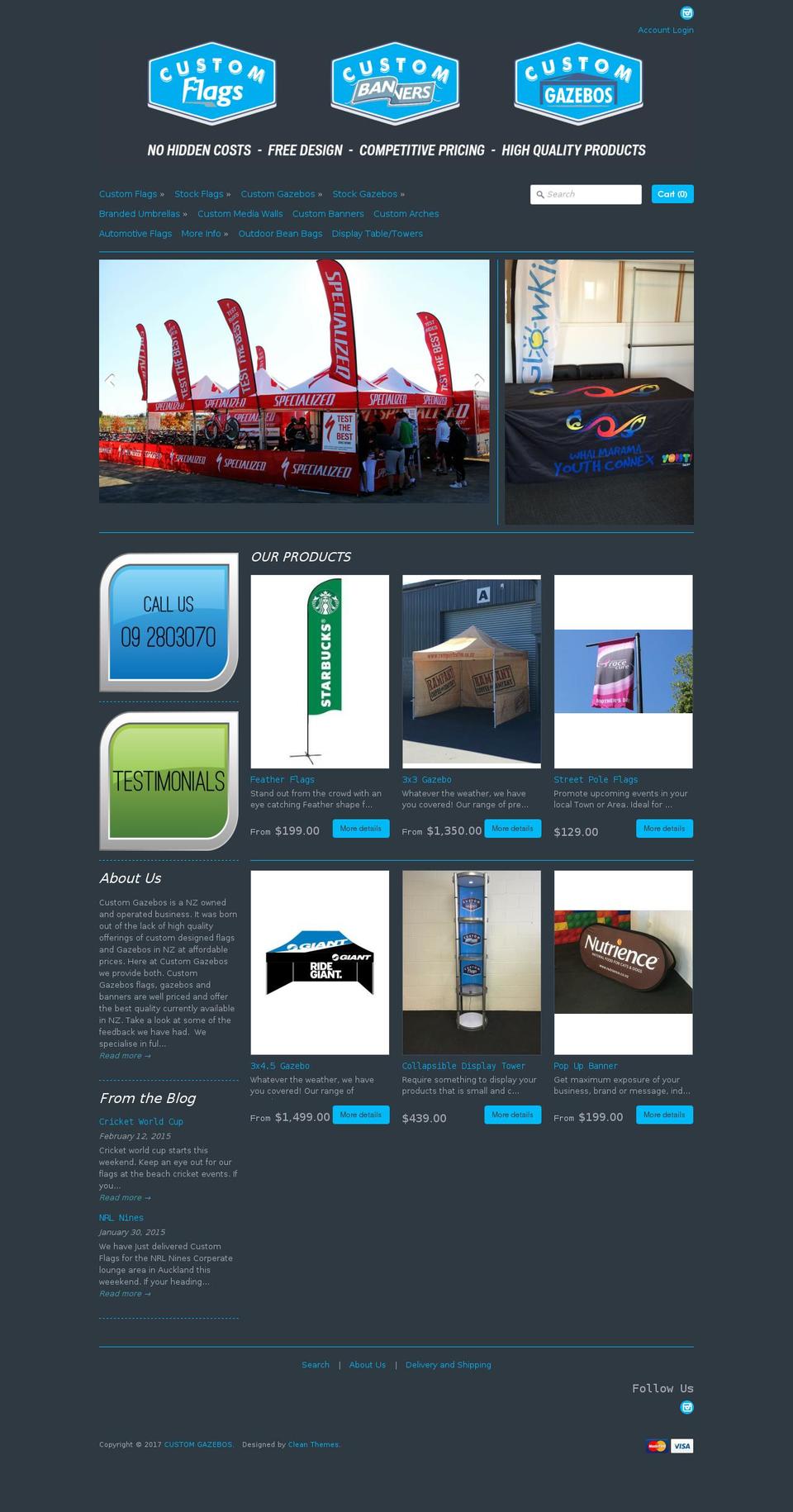 Expression Shopify theme site example customgazebos.co.nz