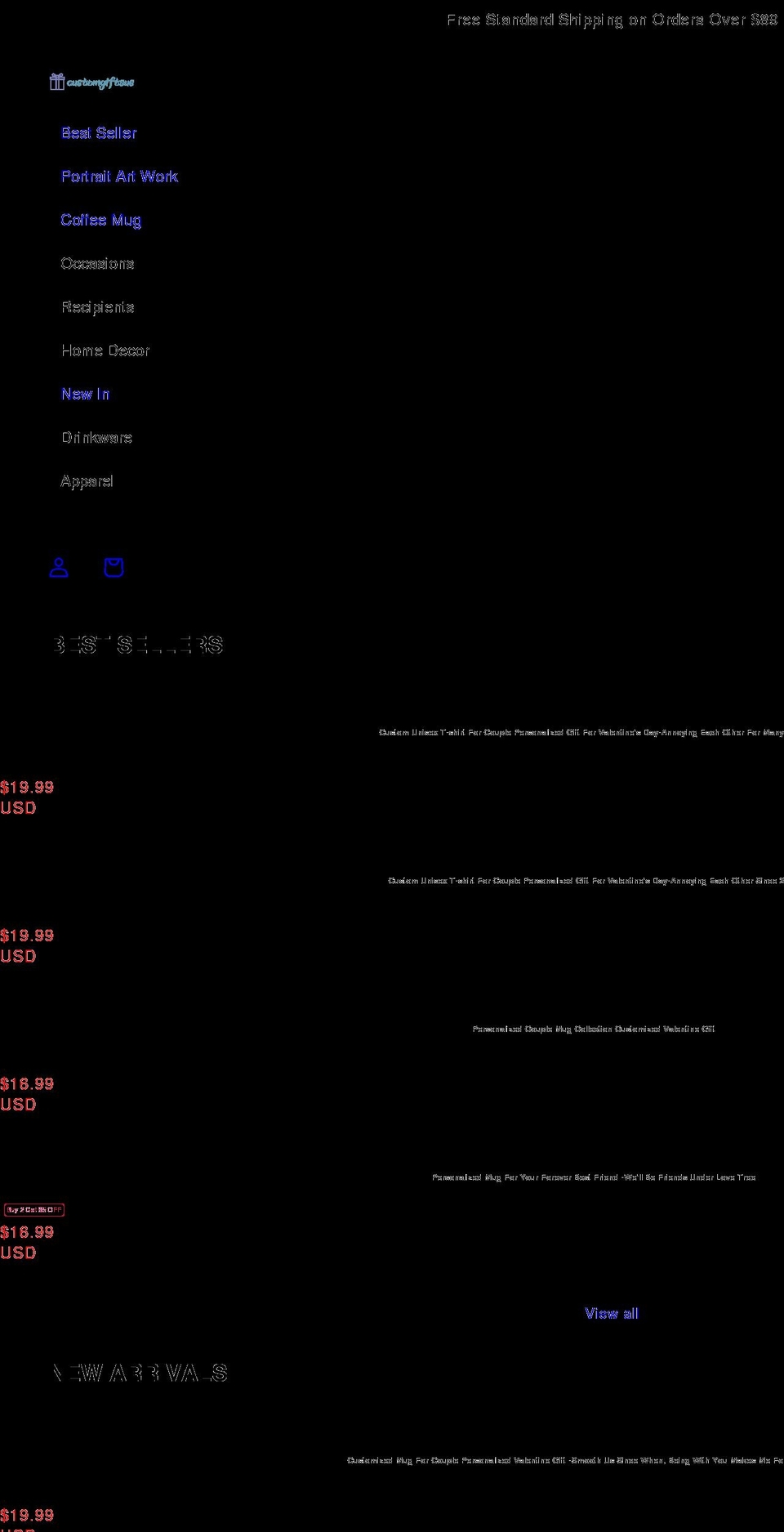 customgiftsus.com shopify website screenshot