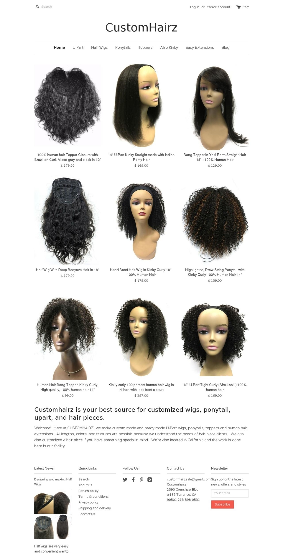 customhairz.com — Shopify storefront screenshot