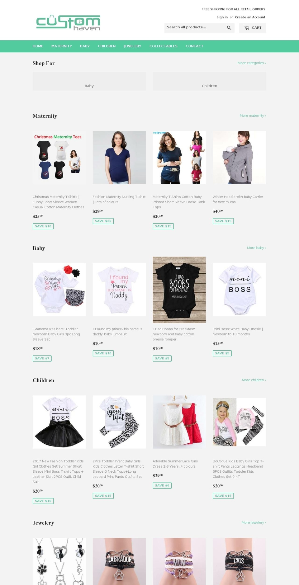 customhaven.com — Shopify storefront screenshot