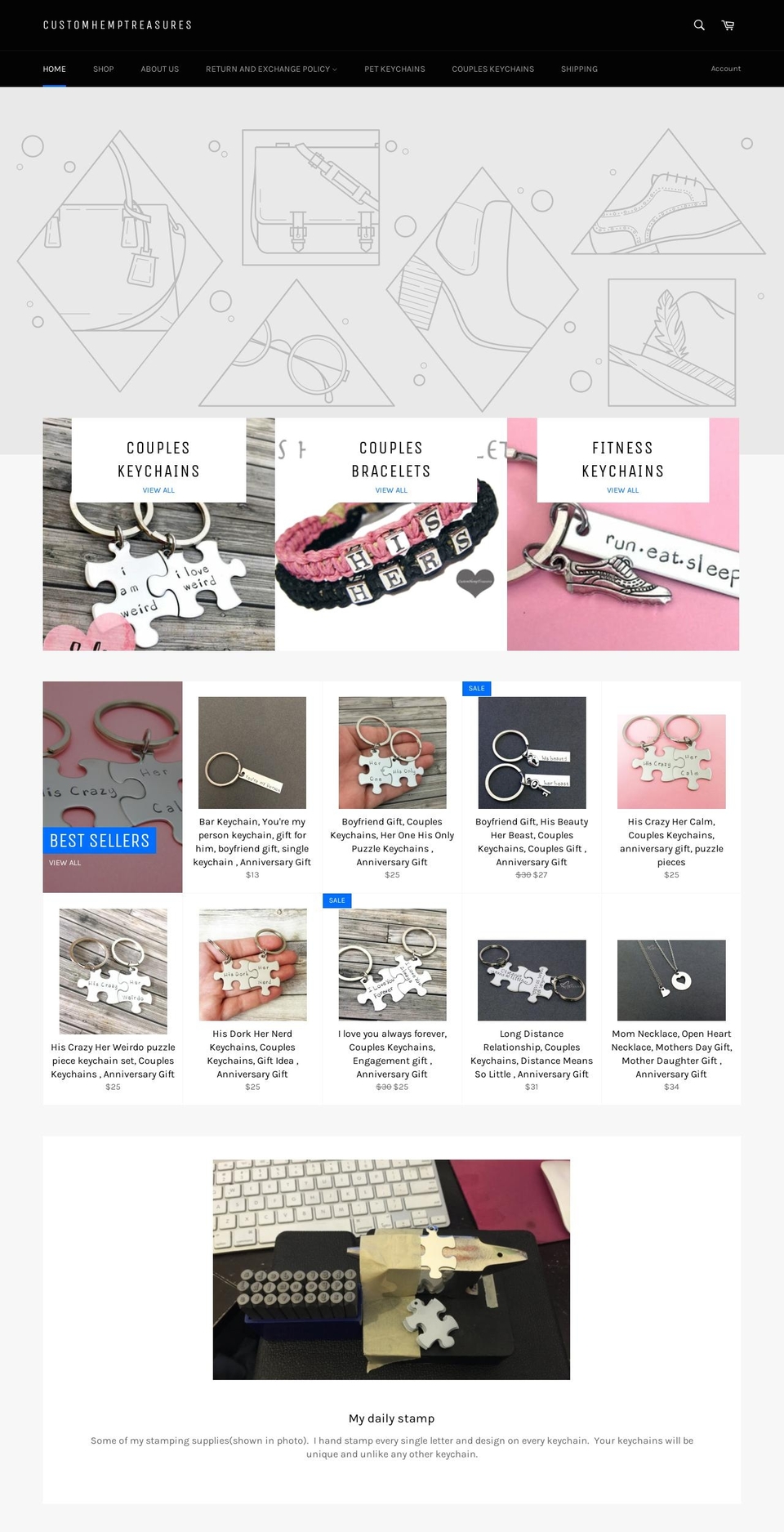 customhemptreasures.myshopify.com shopify website screenshot