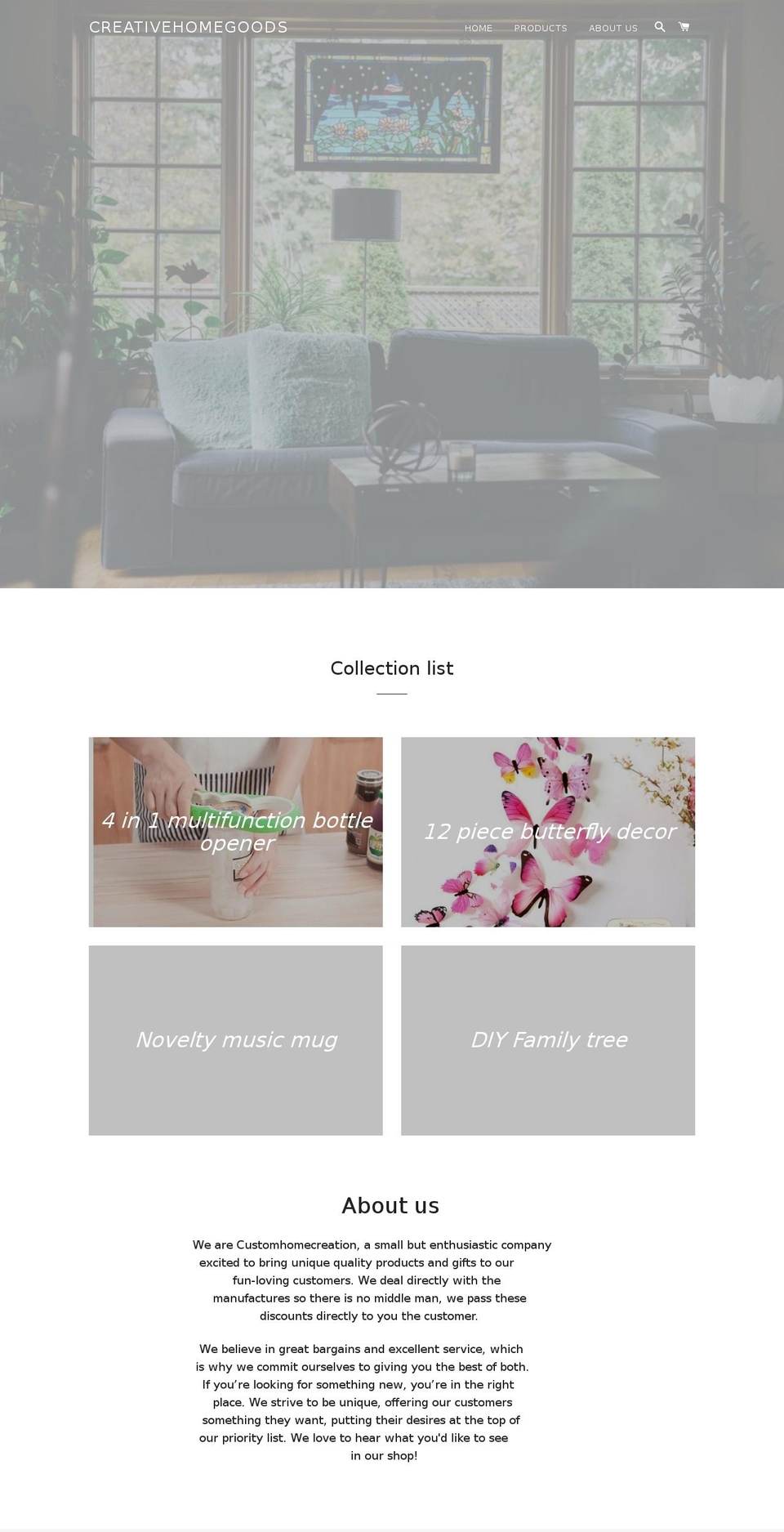 customhomecreation.com — Shopify storefront screenshot