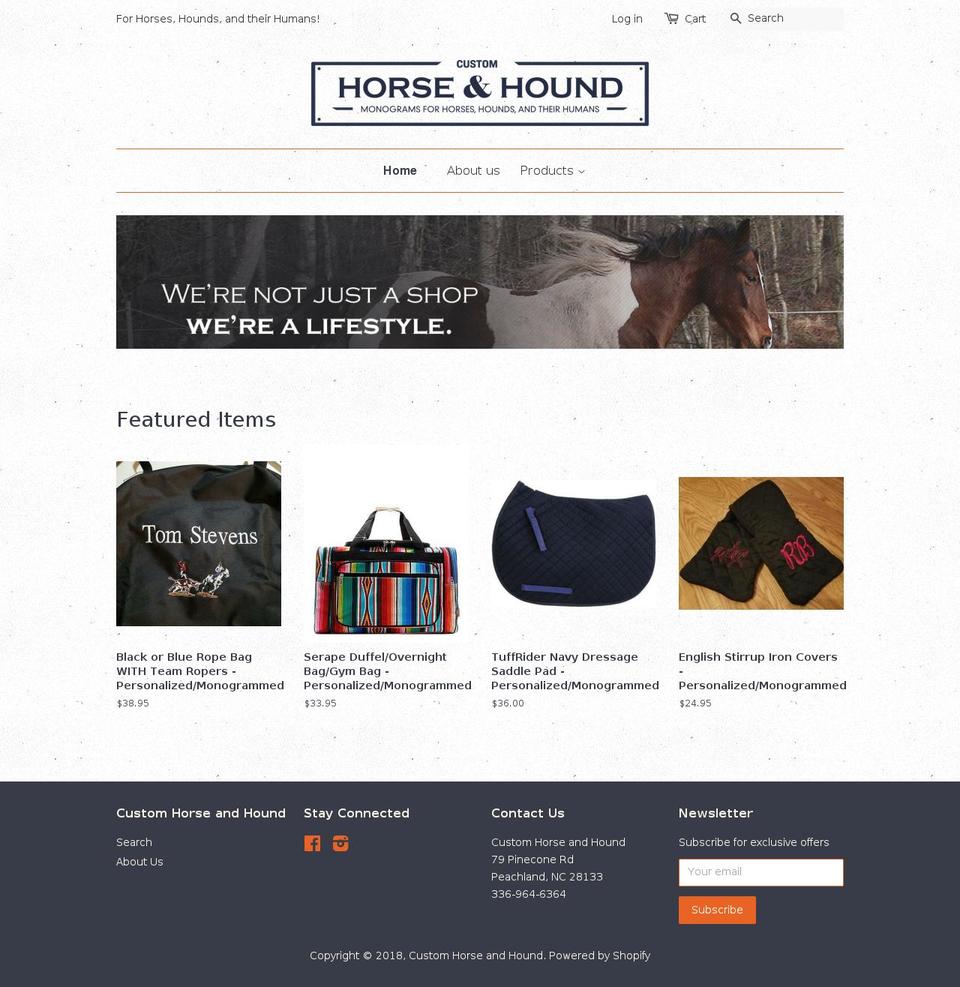 customhorseandhound.com shopify website screenshot