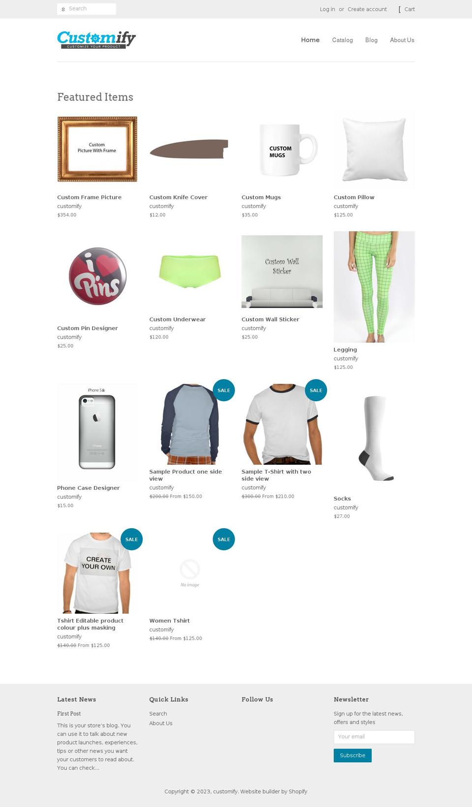 customify.myshopify.com shopify website screenshot