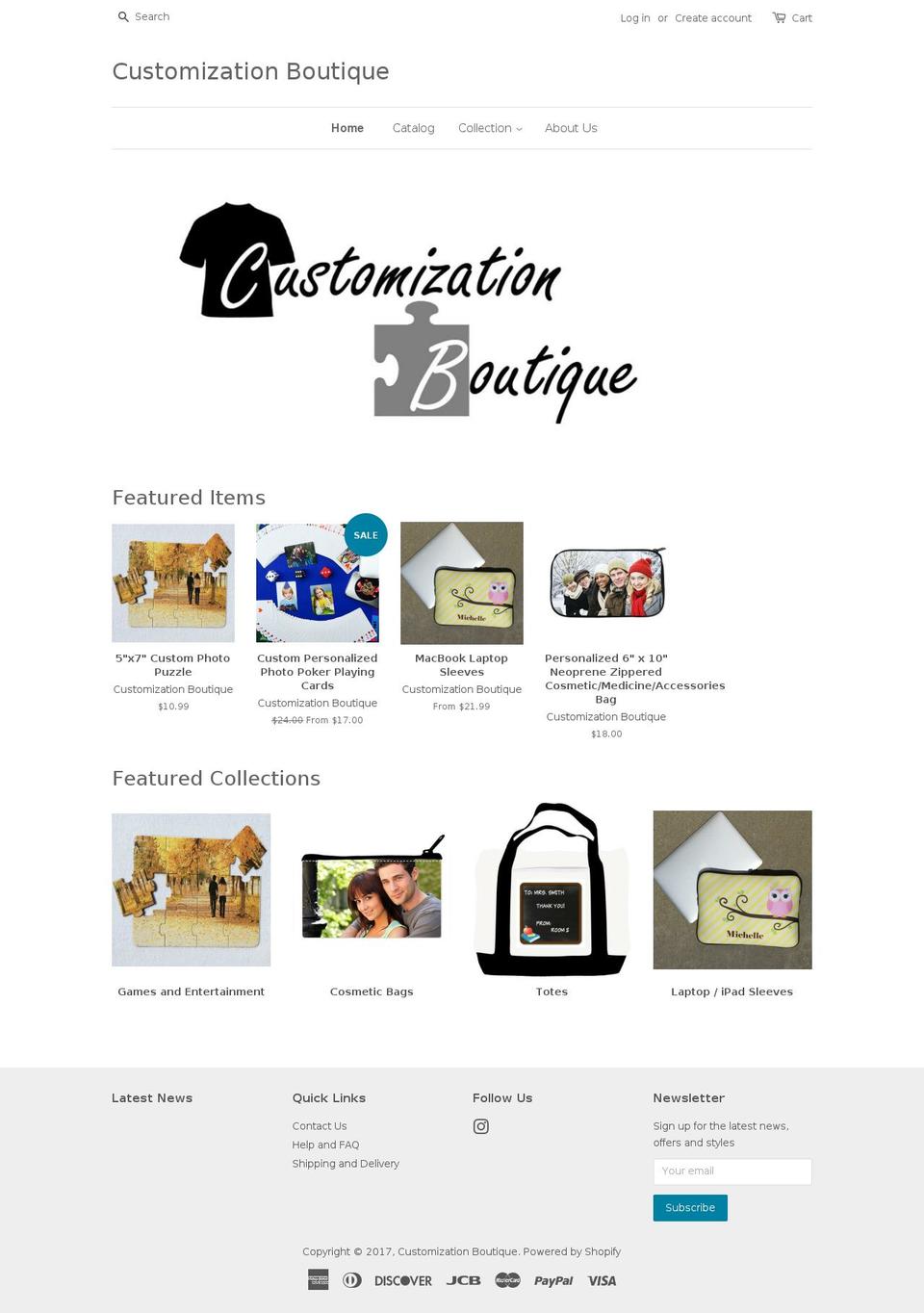 customizationboutique.com shopify website screenshot