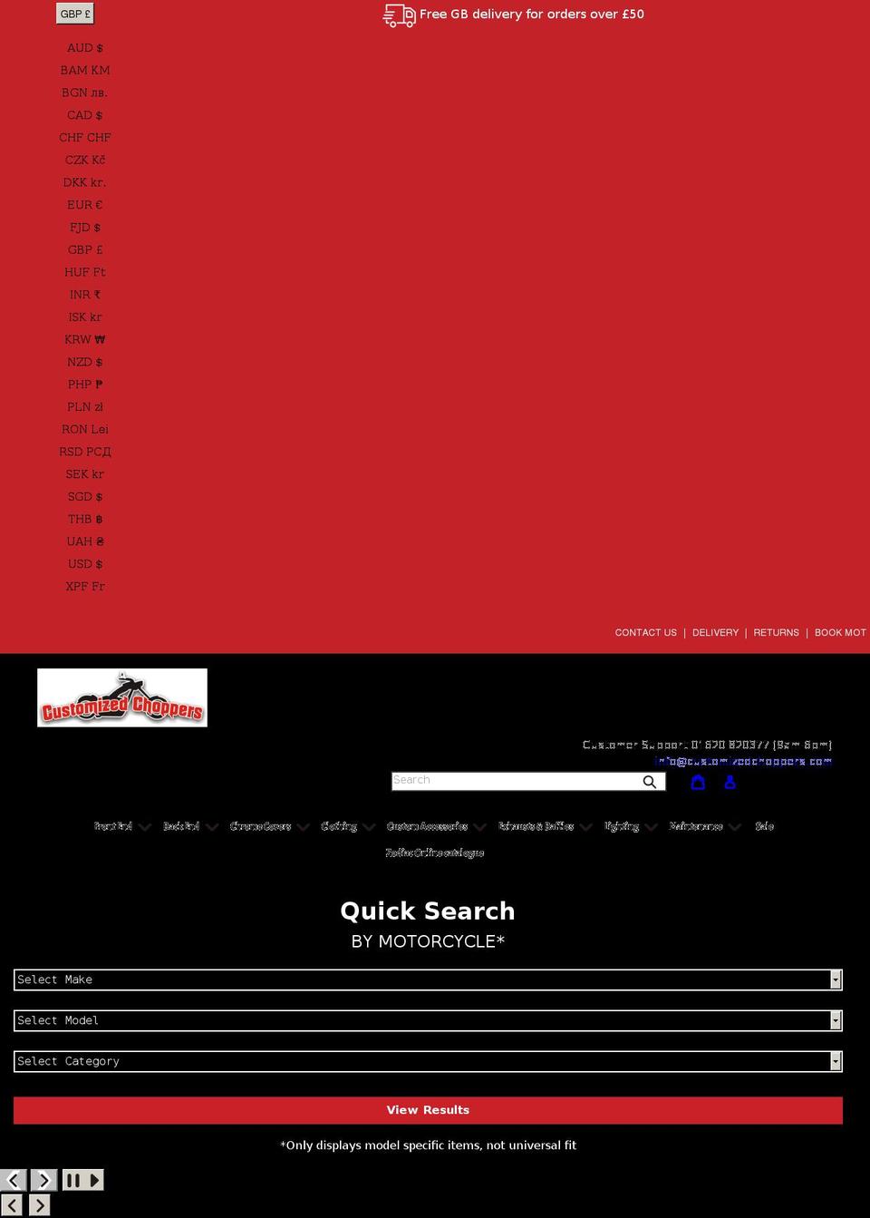 customizedchoppers.com shopify website screenshot
