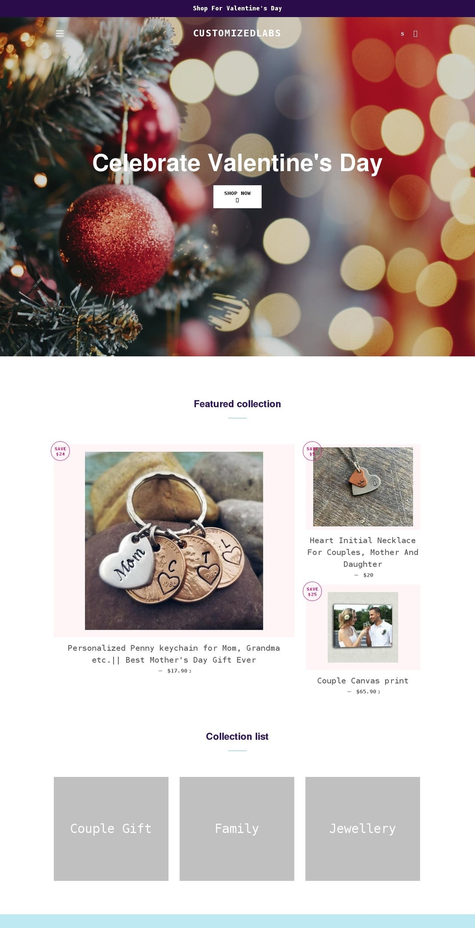 customizedlabs.com shopify website screenshot