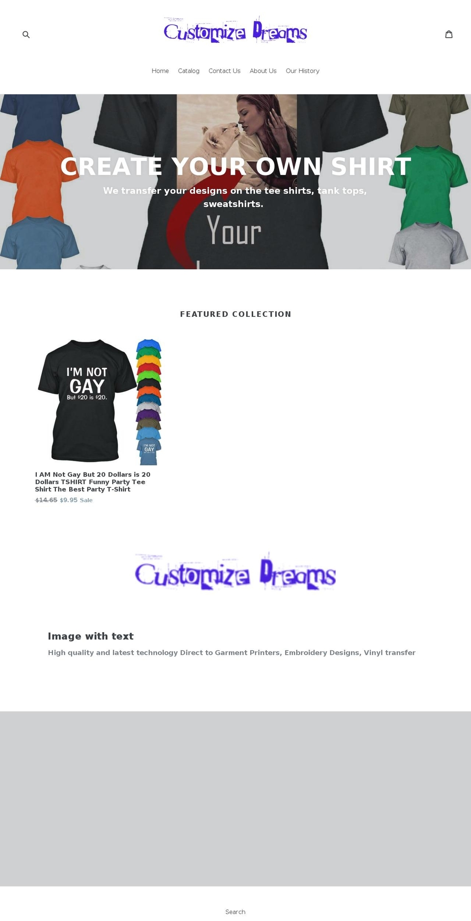 customizedreams.com — Shopify storefront screenshot