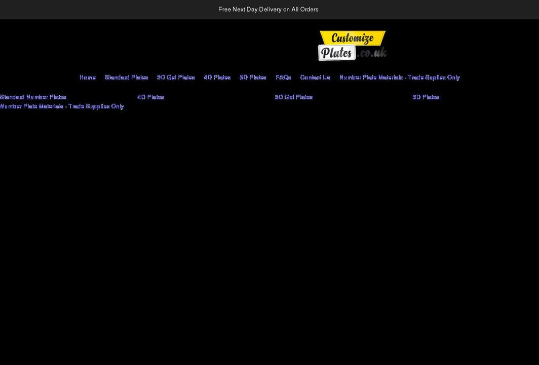customizeplates.co.uk shopify website screenshot
