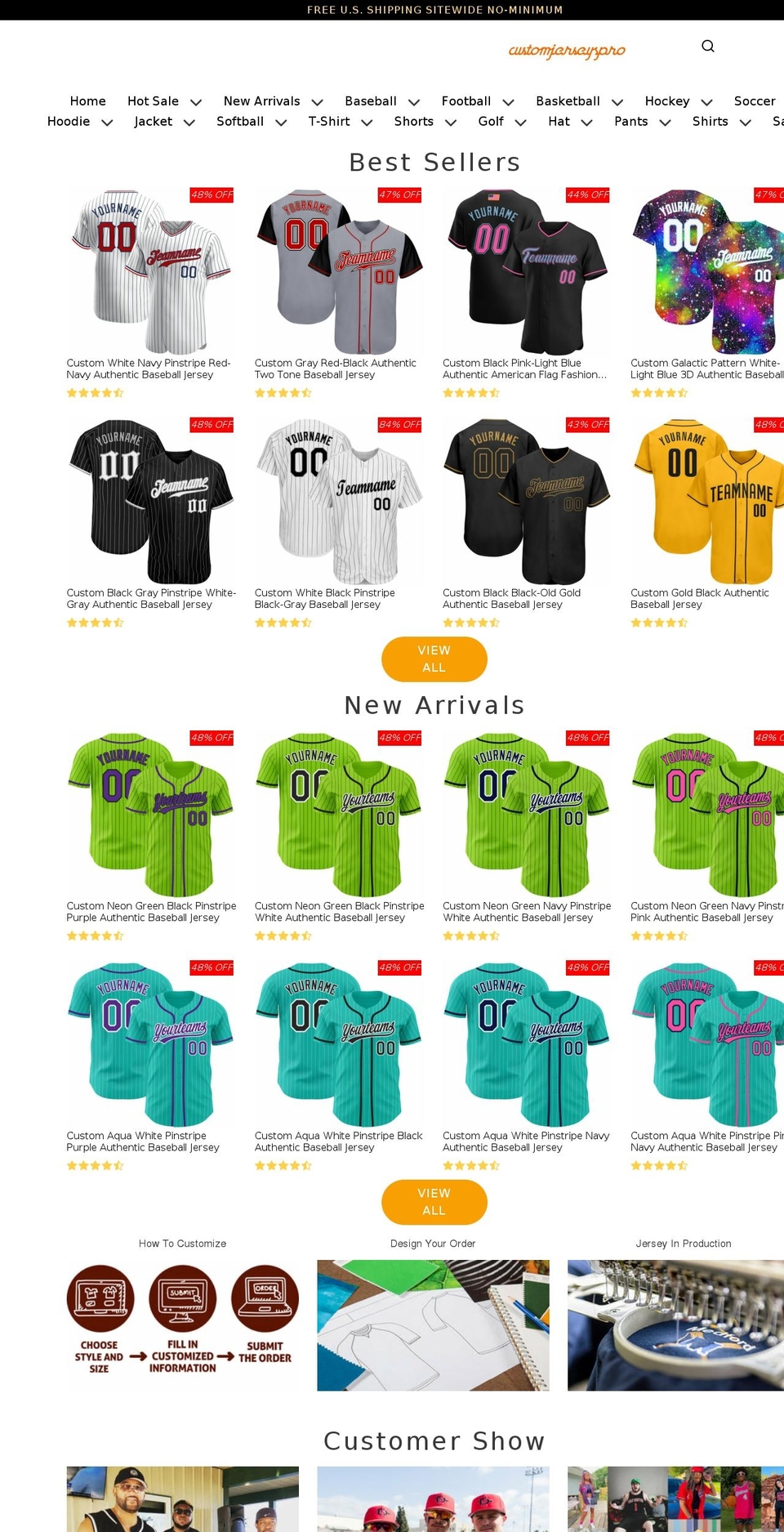 customjerseyspro.com shopify website screenshot