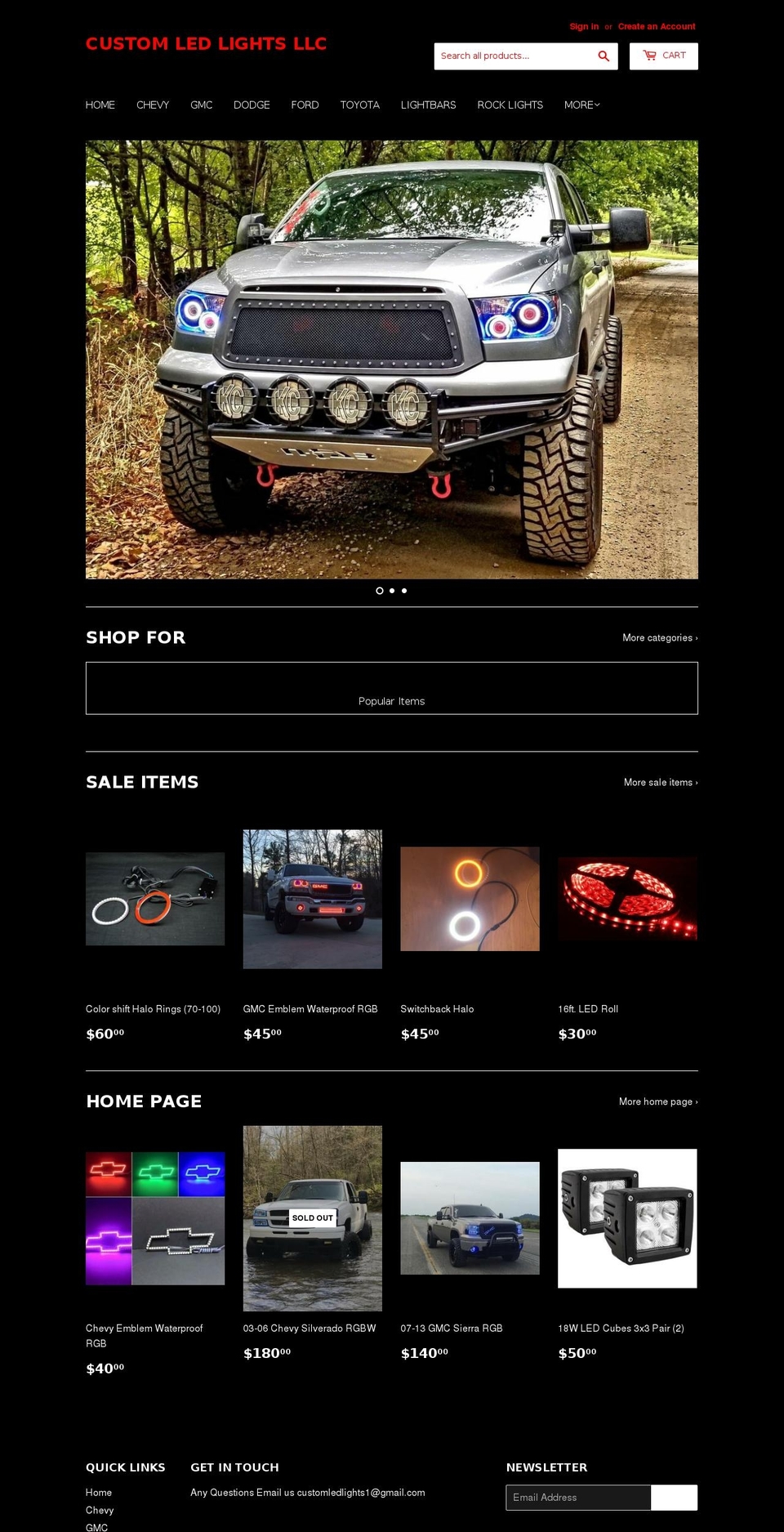 customledlights.net shopify website screenshot