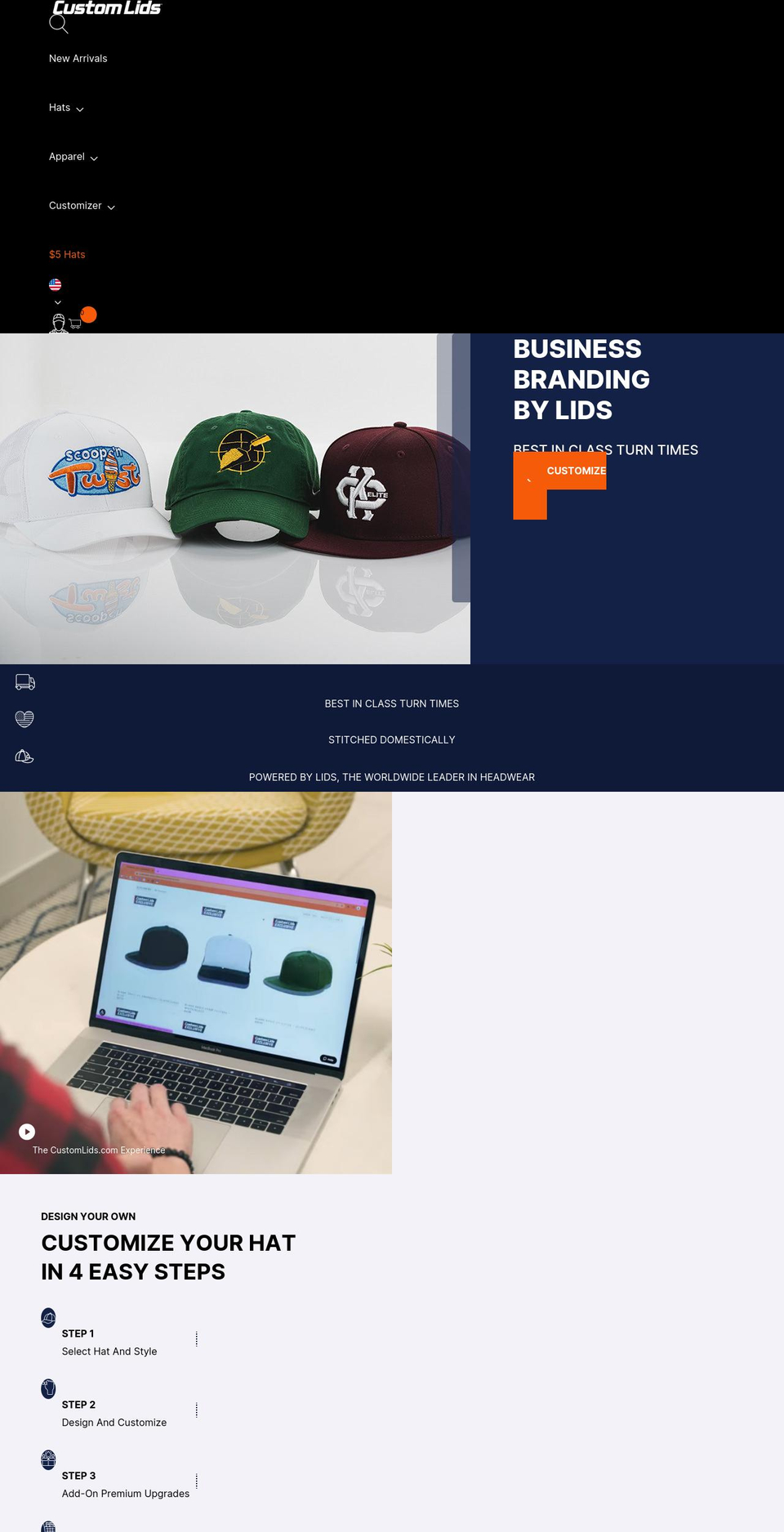 customlids.com shopify website screenshot