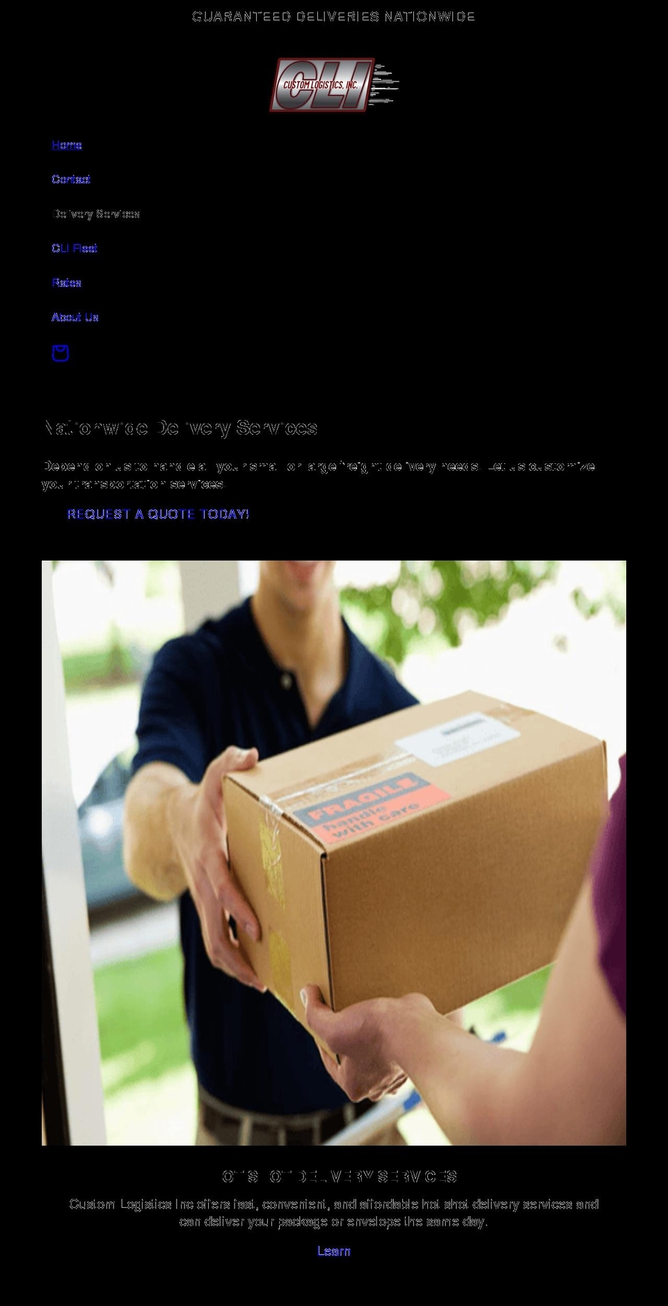 customlogistics.org shopify website screenshot