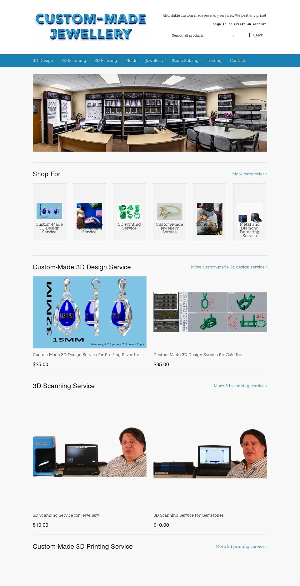 custommadejewellery.ca shopify website screenshot