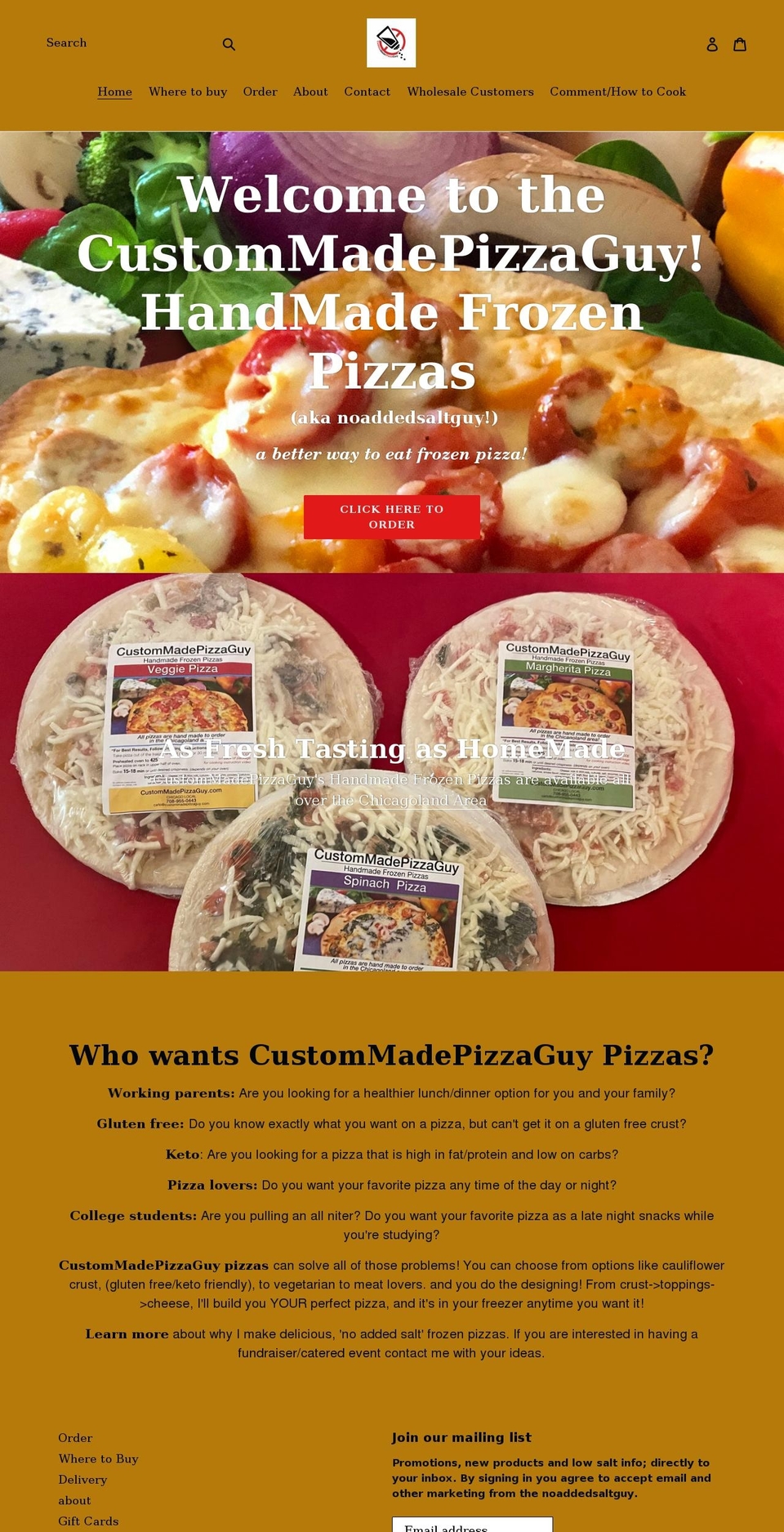 custommadepizzaguy.com shopify website screenshot