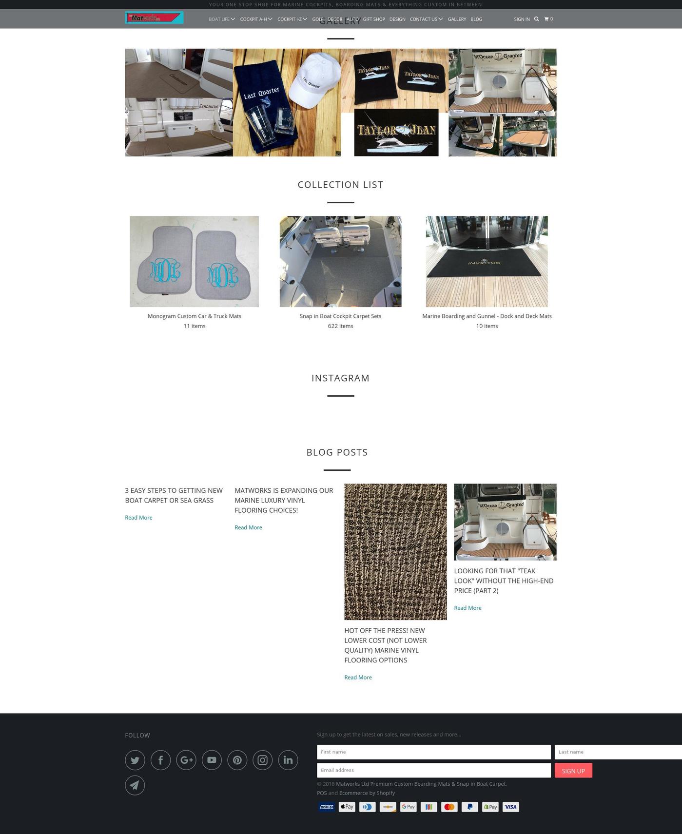 custommarinecarpet.com — Shopify storefront screenshot