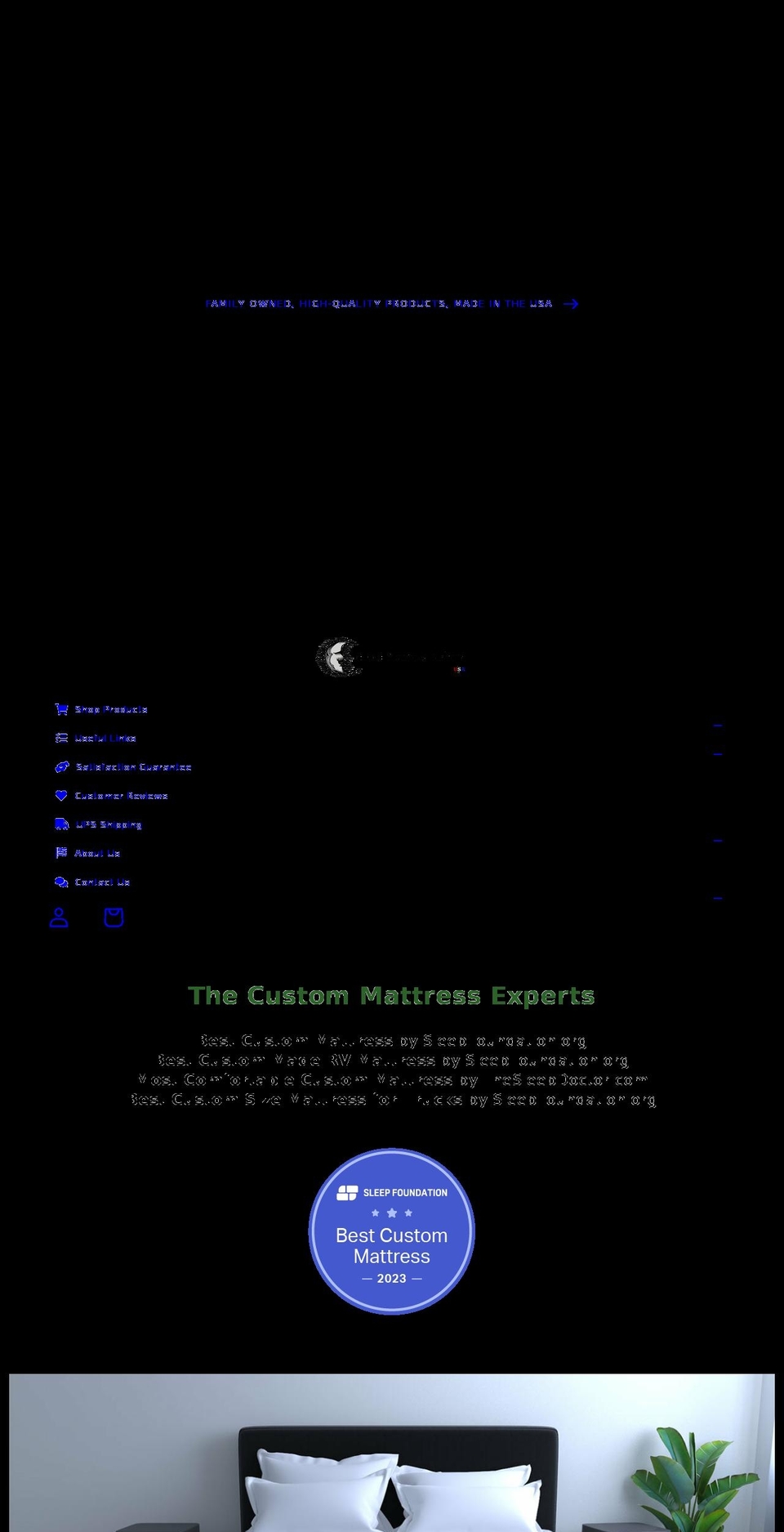 custommattressmakers.com shopify website screenshot